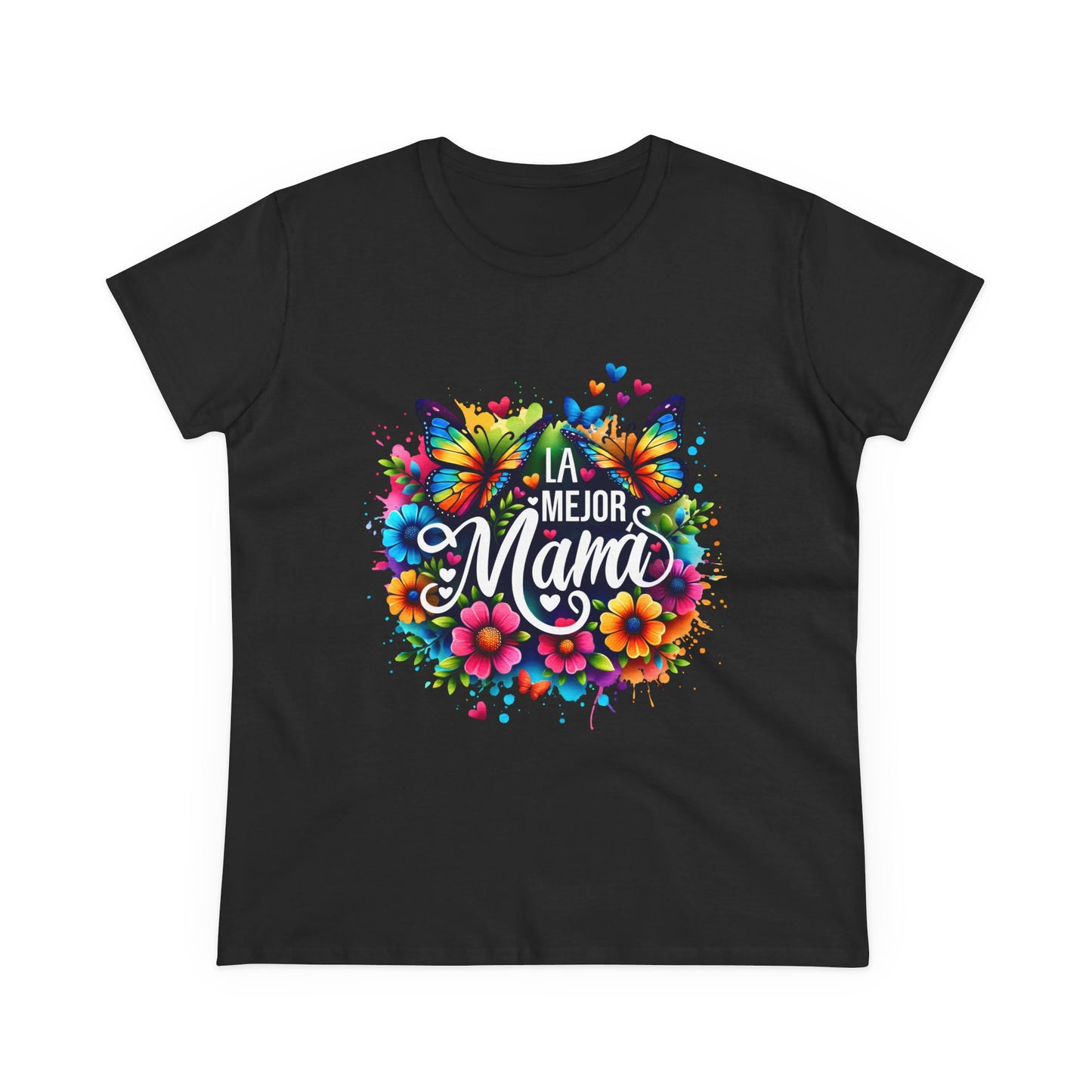 Colorful Butterfly Mom Tee - La Mejor Mama T-Shirt