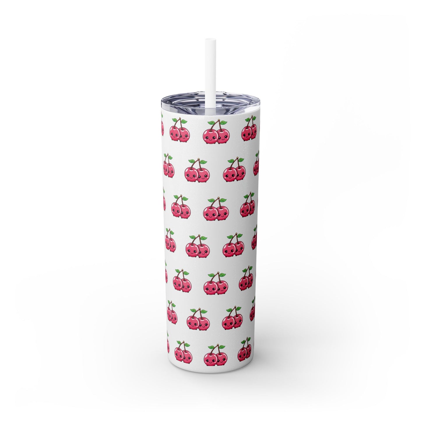 Kawaii Cherry Skinny Tumbler with Straw, 20oz| Nefty Creations - Nefty Creations