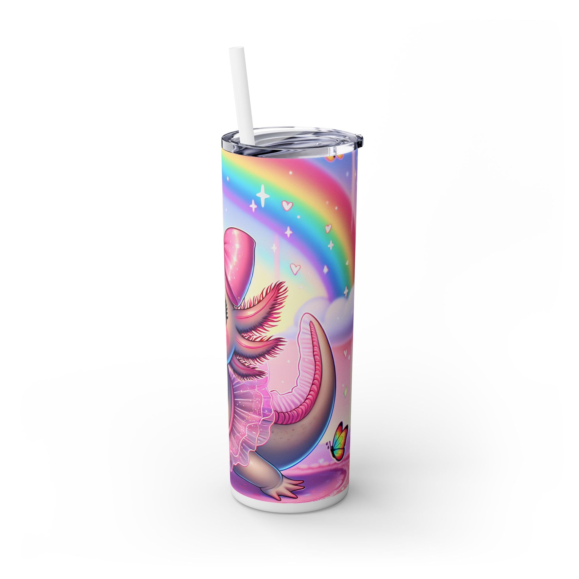 Axolotl Skinny Tumbler with Straw, 20oz - Nefty Creations