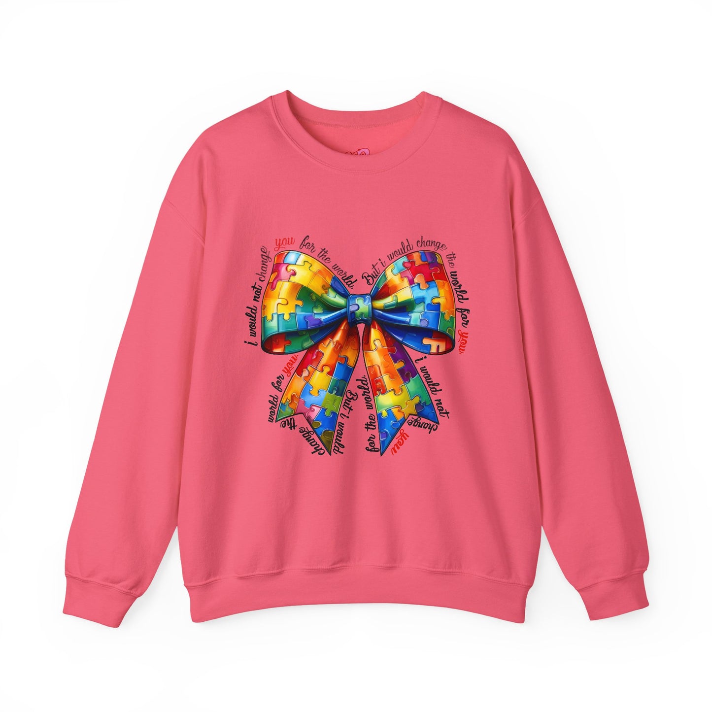 Colorful Puzzle Bow Sweatshirt - Autism Awareness Unisex Sweatshirt - Nefty Creations