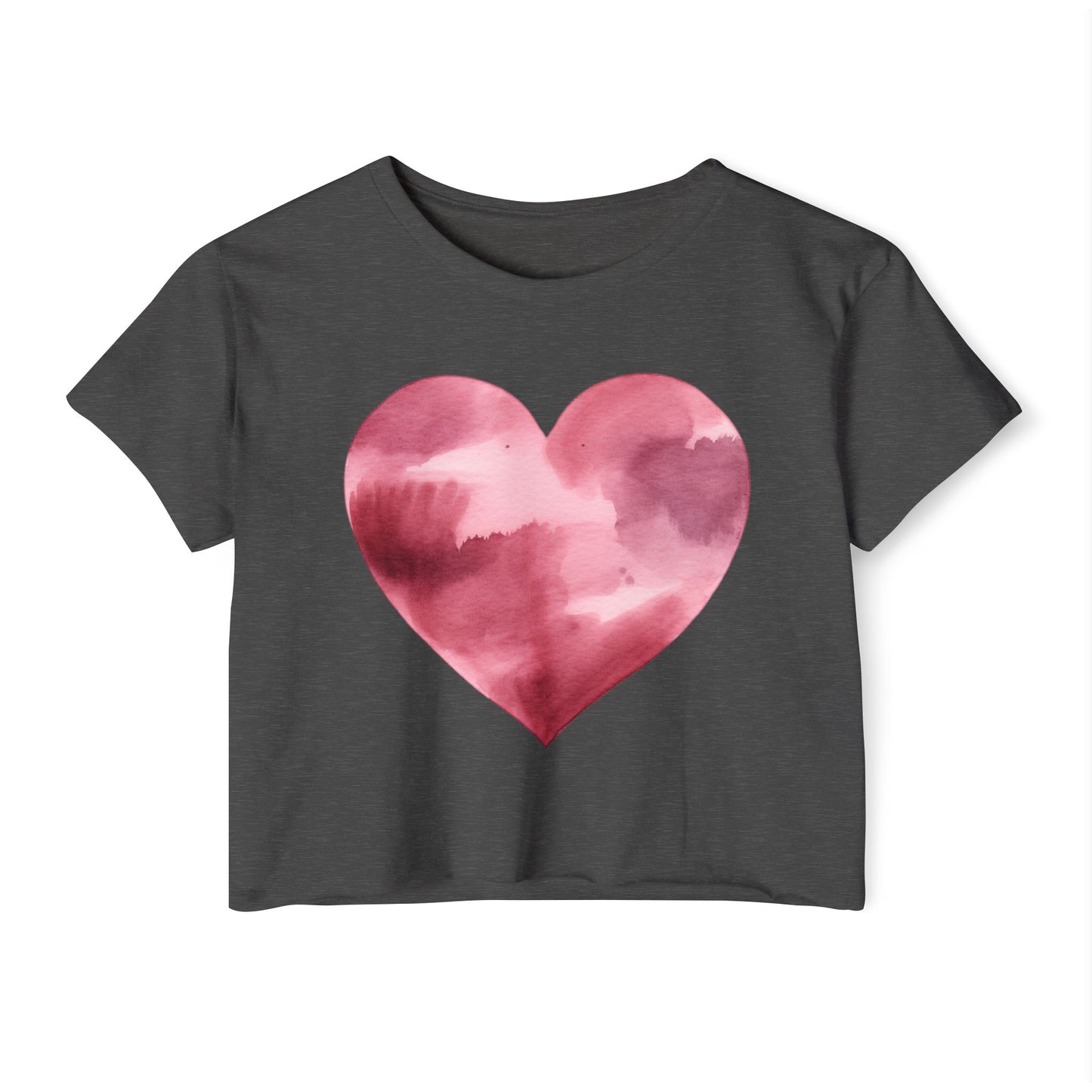 Women's Heart Watercolor Festival Crop Top - Cute Tee for Concerts and Celebrations - Nefty Creations