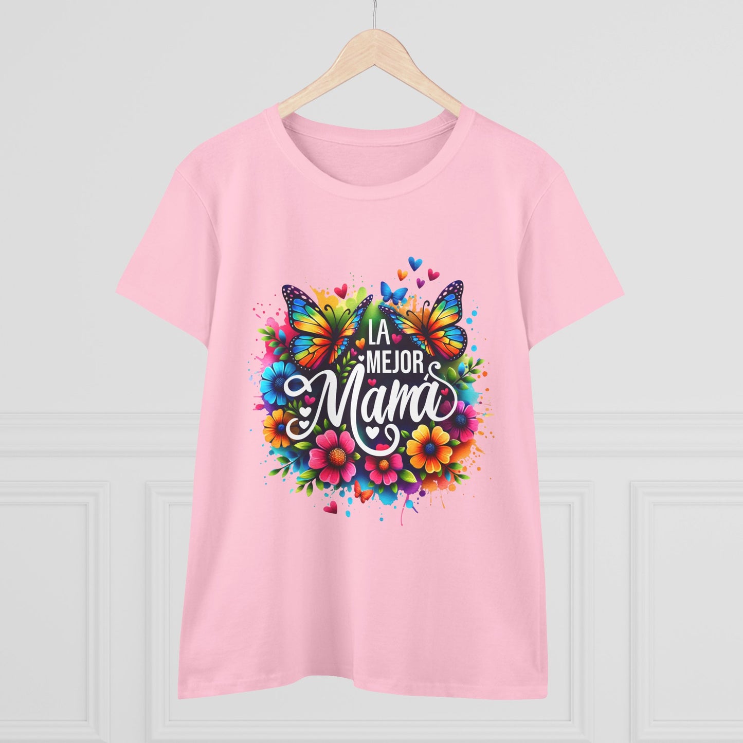 Colorful Butterfly Mom Tee - La Mejor Mama T-Shirt