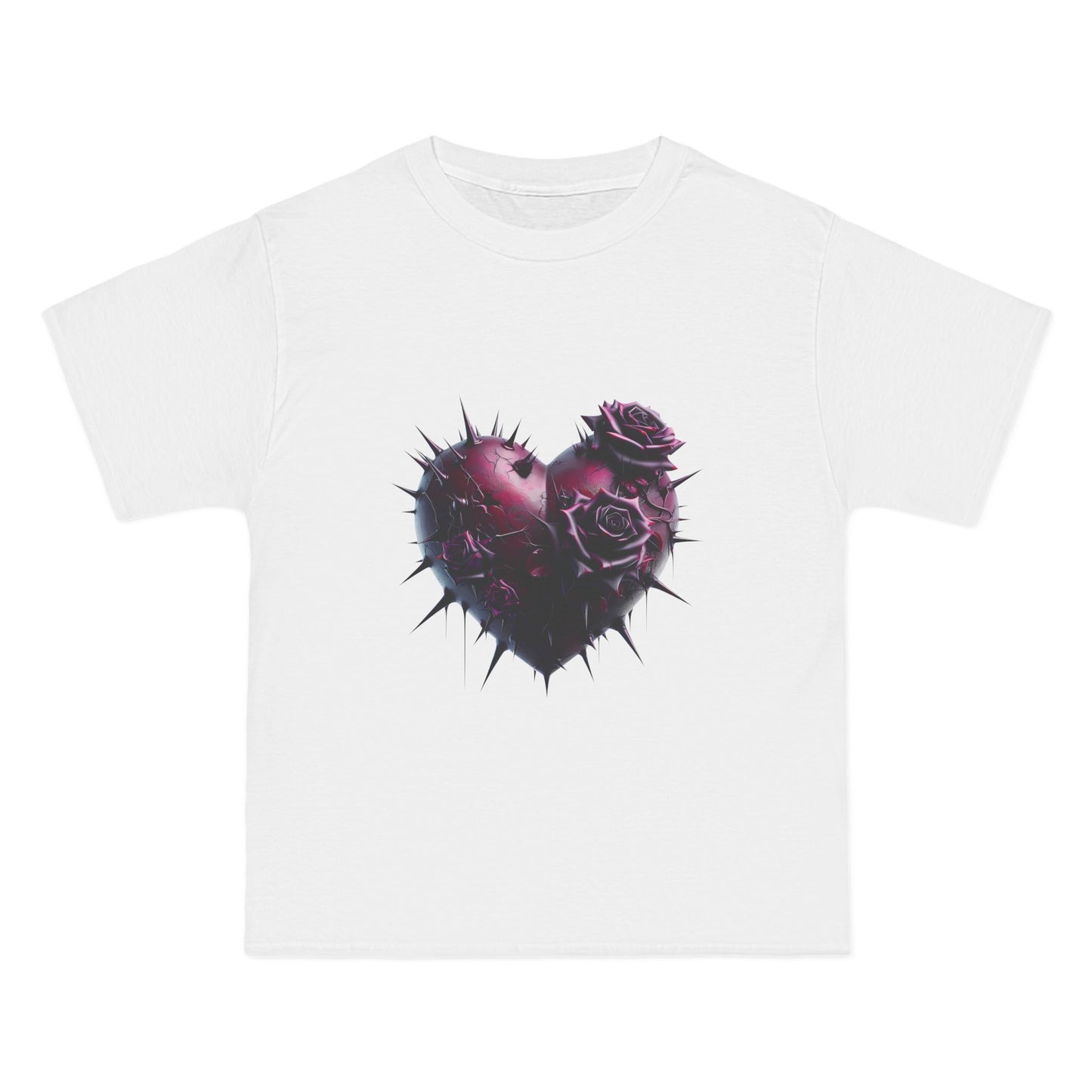 Edgy Heart Rose T-Shirt - Short Sleeve Beefy Tee for Unique Style - Nefty Creations