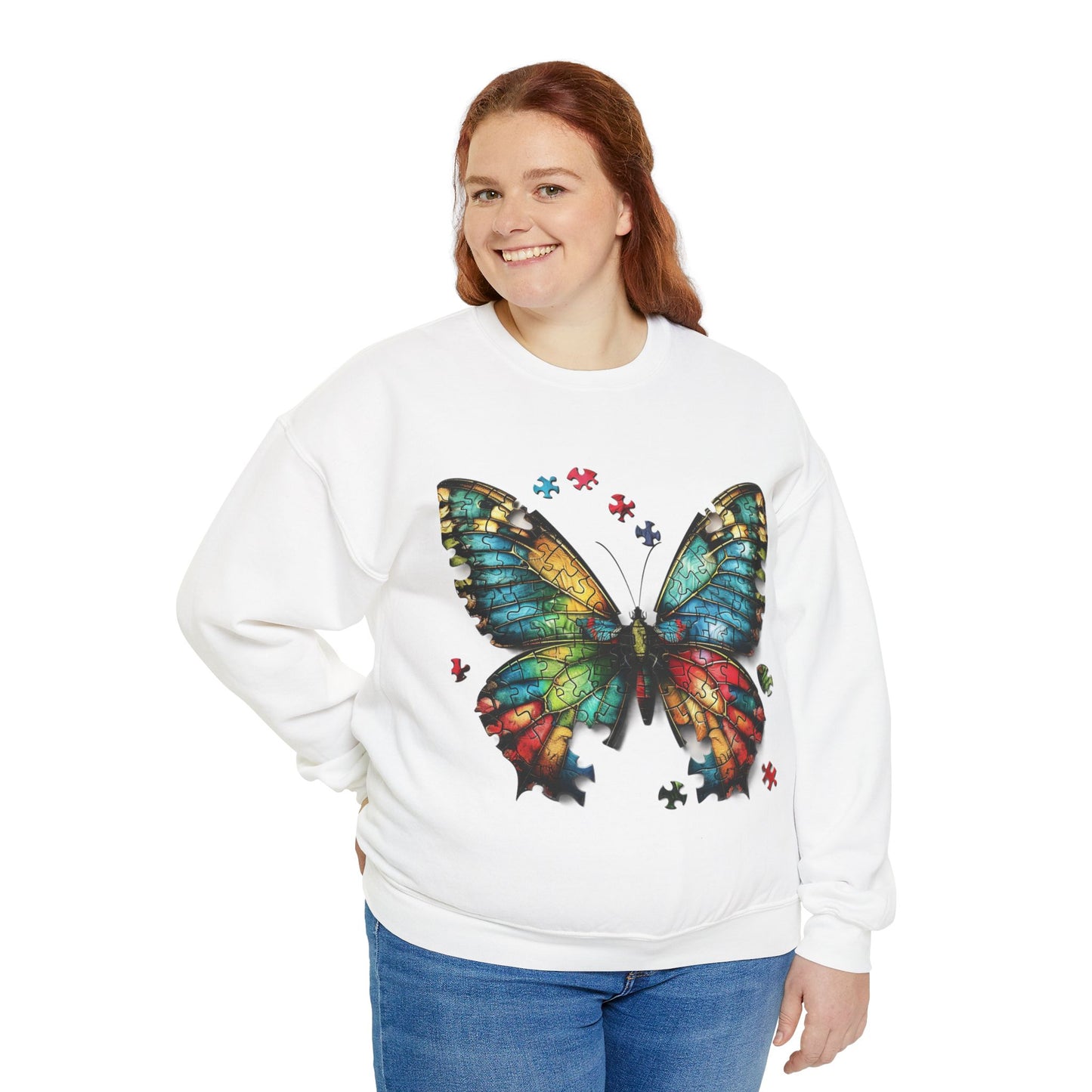 Butterfly Autism Sweatshirt: Unisex Heavy Blend - Autism Awareness - Nefty Creations