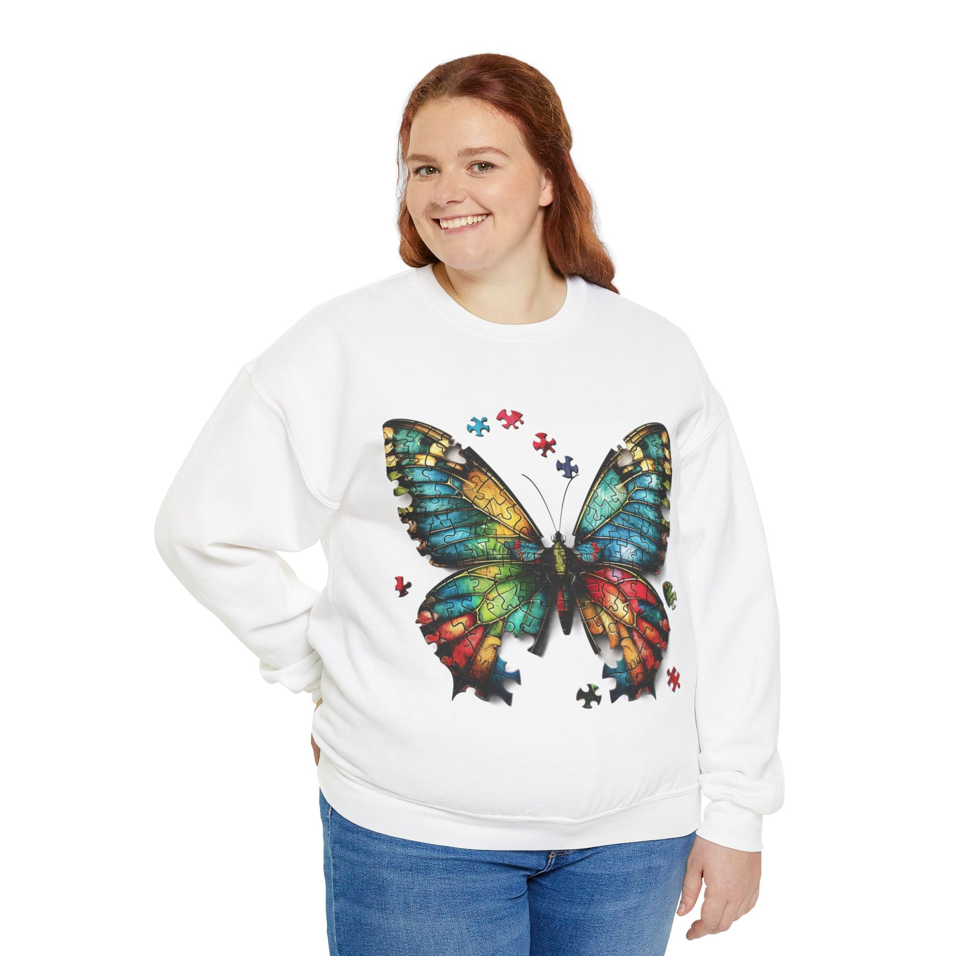 Butterfly Autism Sweatshirt: Unisex Heavy Blend - Autism Awareness - Nefty Creations