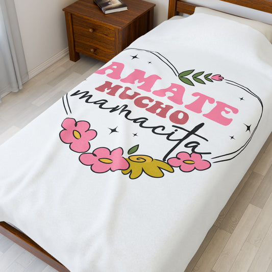 Amate Mucho Mamacita Velveteen Plush Blanket - Cozy Affirmation Decor - Nefty Creations
