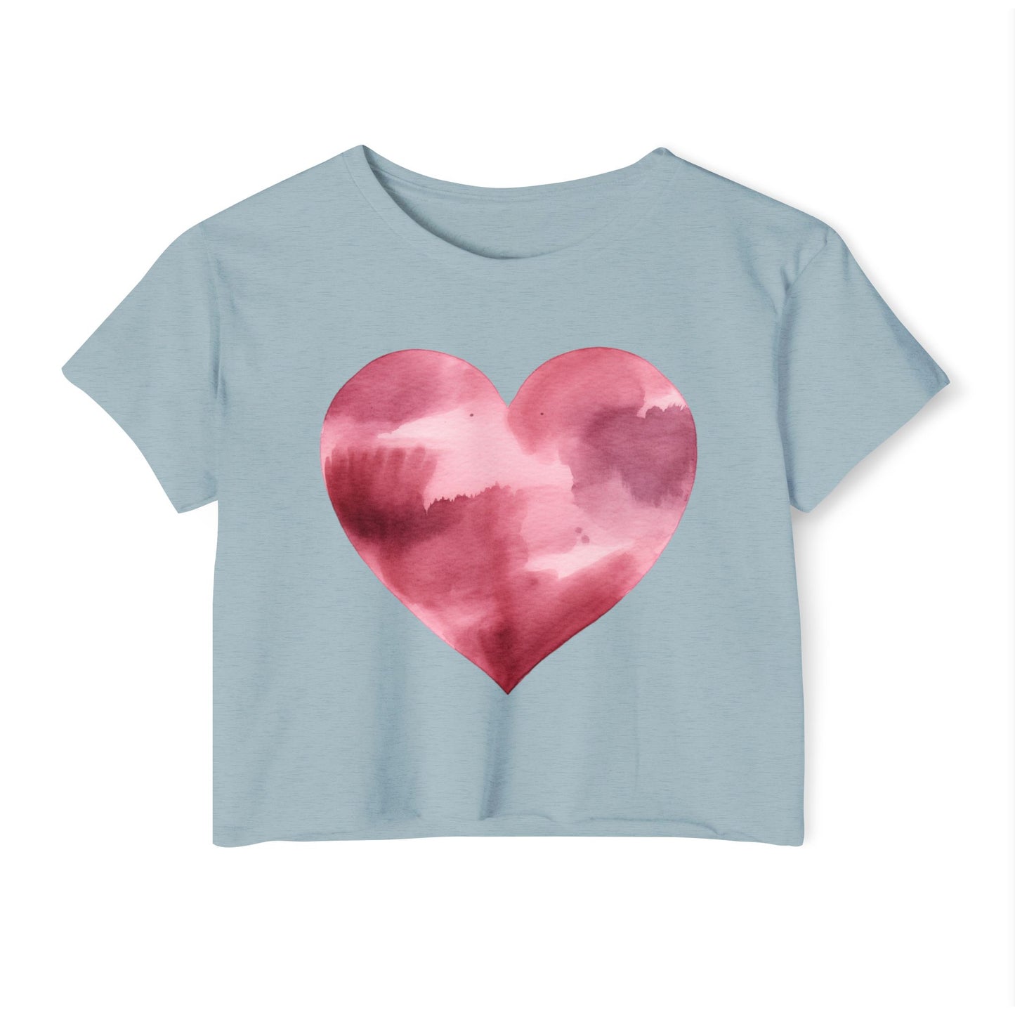 Women's Heart Watercolor Festival Crop Top - Cute Tee for Concerts and Celebrations - Nefty Creations