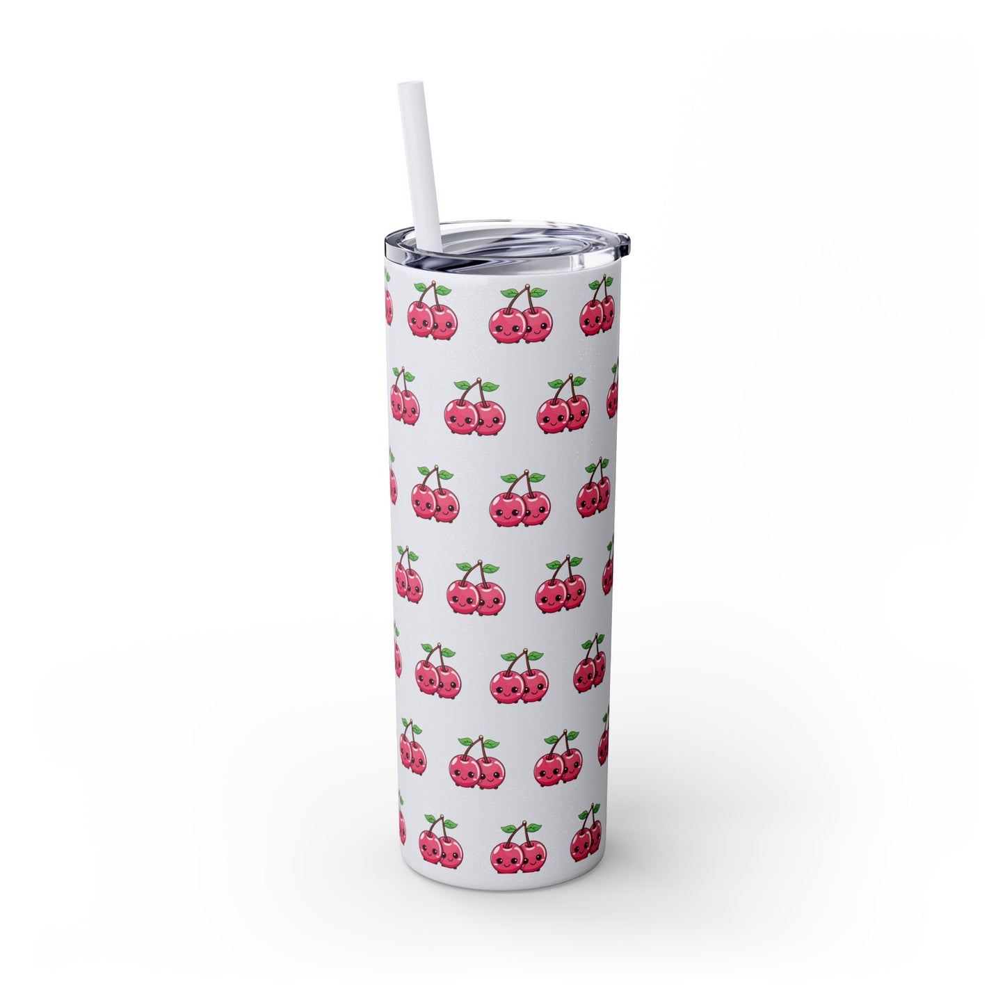 Kawaii Cherry Skinny Tumbler with Straw, 20oz| Nefty Creations - Nefty Creations