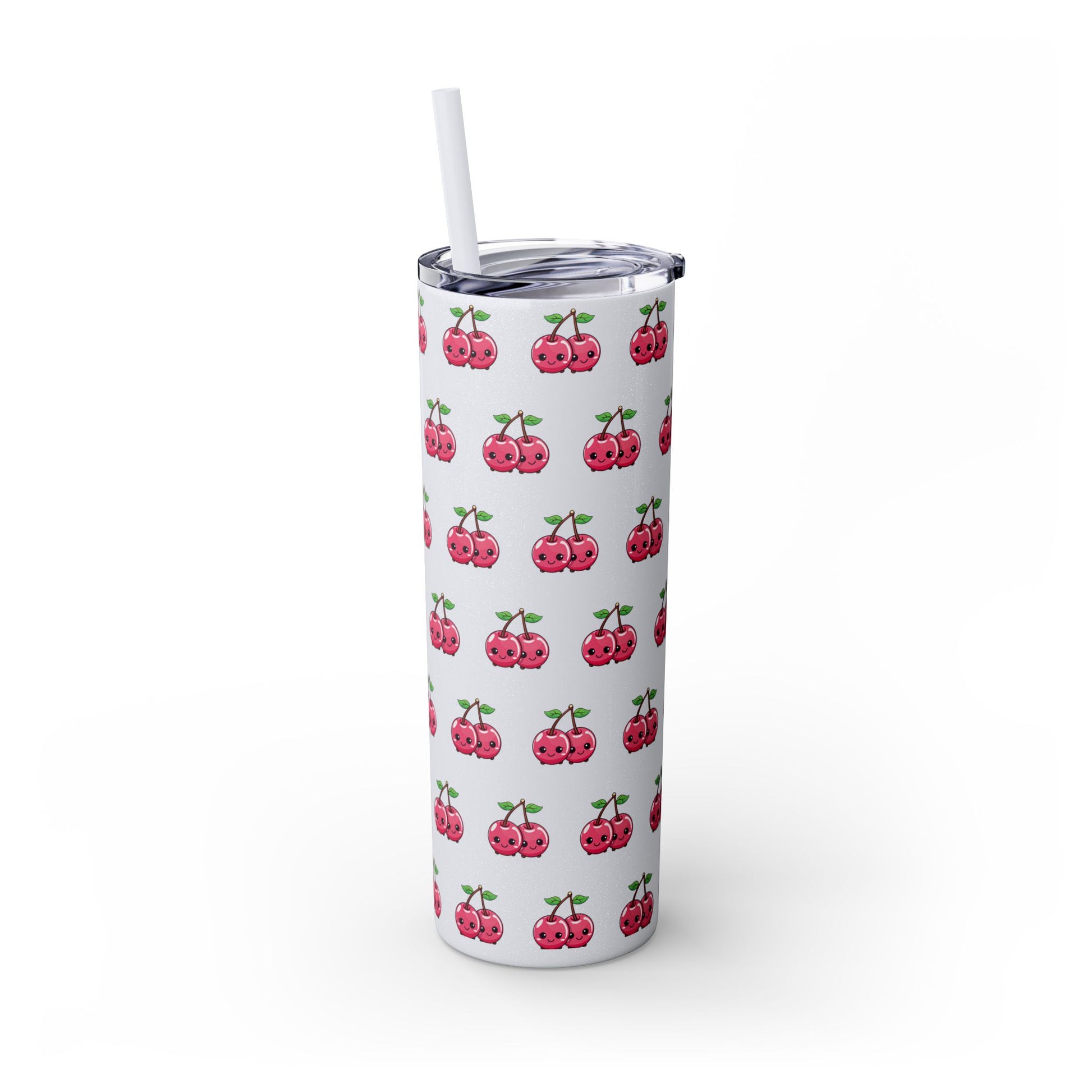 Kawaii Cherry Skinny Tumbler with Straw, 20oz| Nefty Creations - Nefty Creations