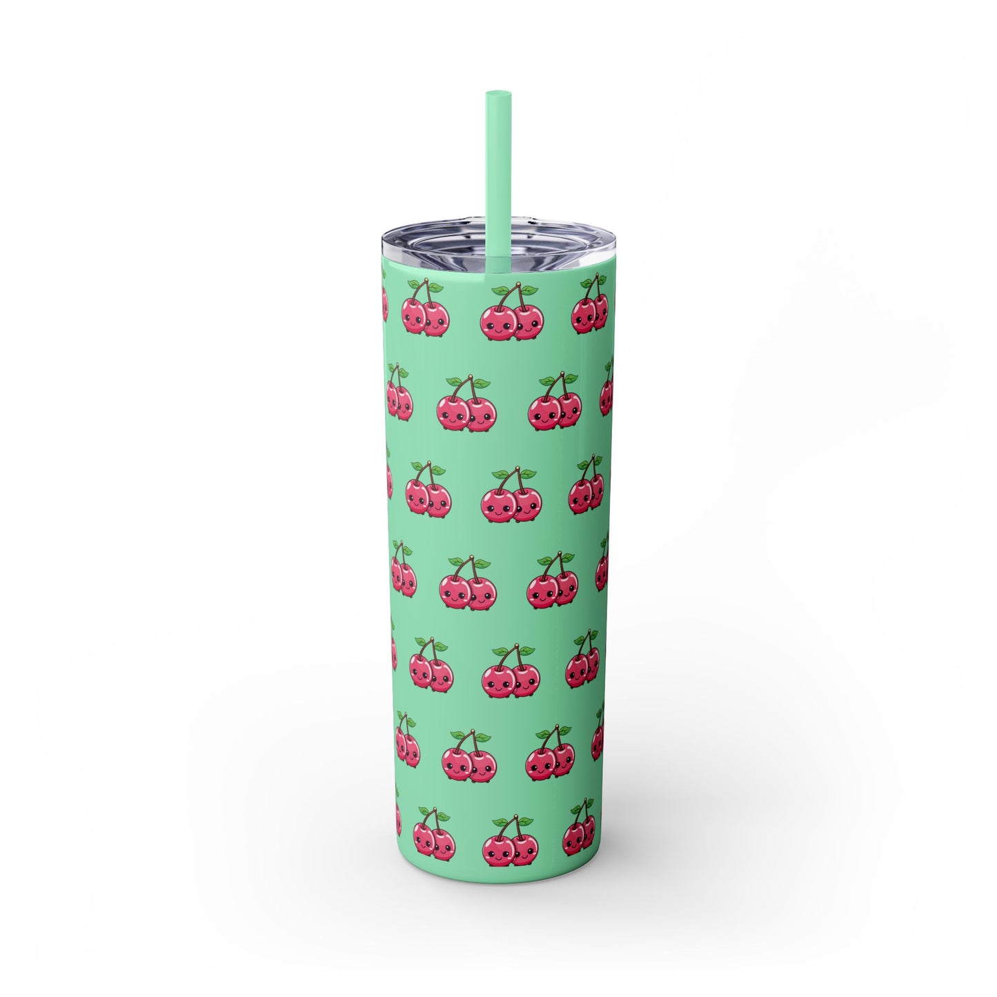 Kawaii Cherry Skinny Tumbler with Straw, 20oz| Nefty Creations - Nefty Creations