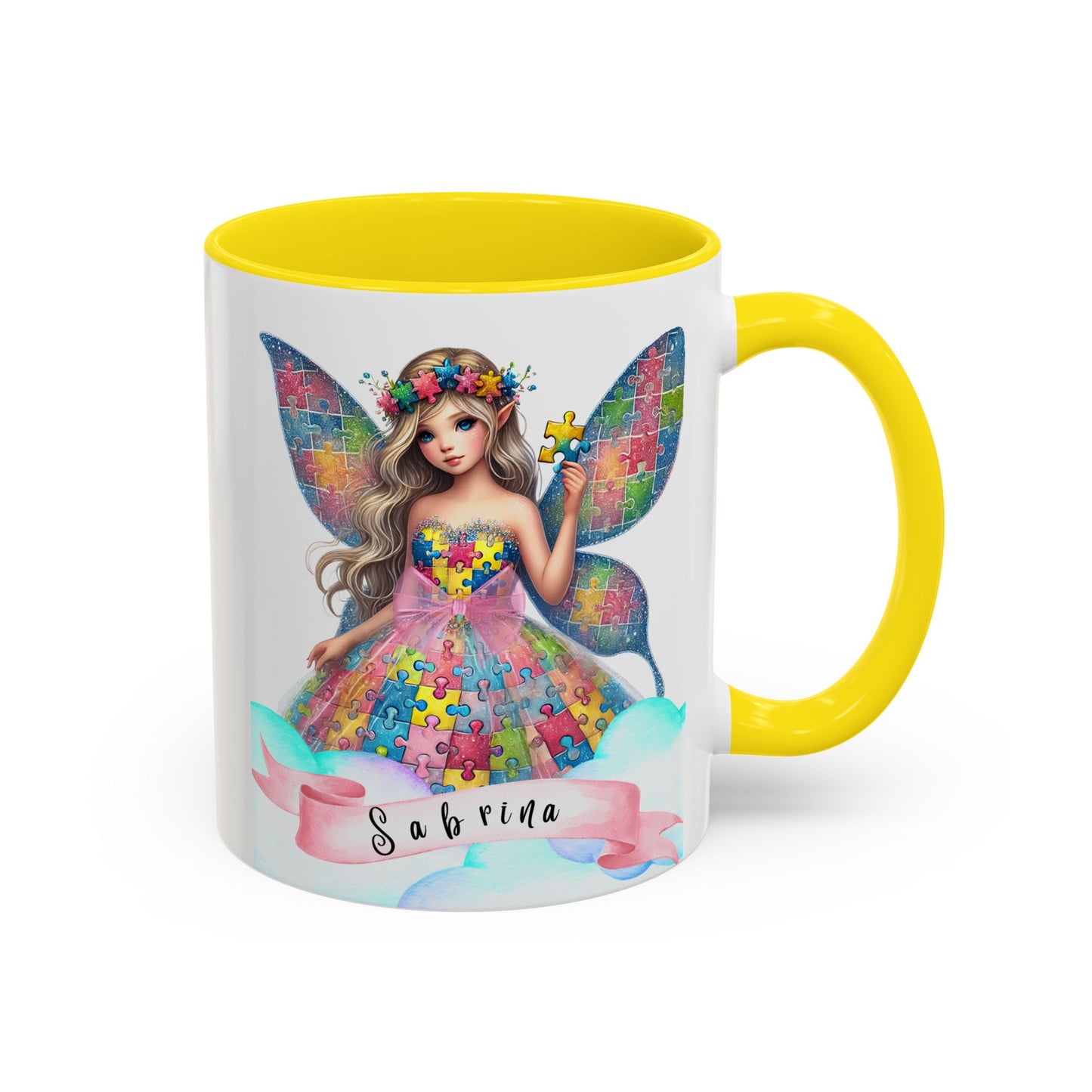 Colorful Fairy Personalized Coffee Mug, Girl autism, Unique Gift for Girls on the spectrum, Custom Name Drinkware,