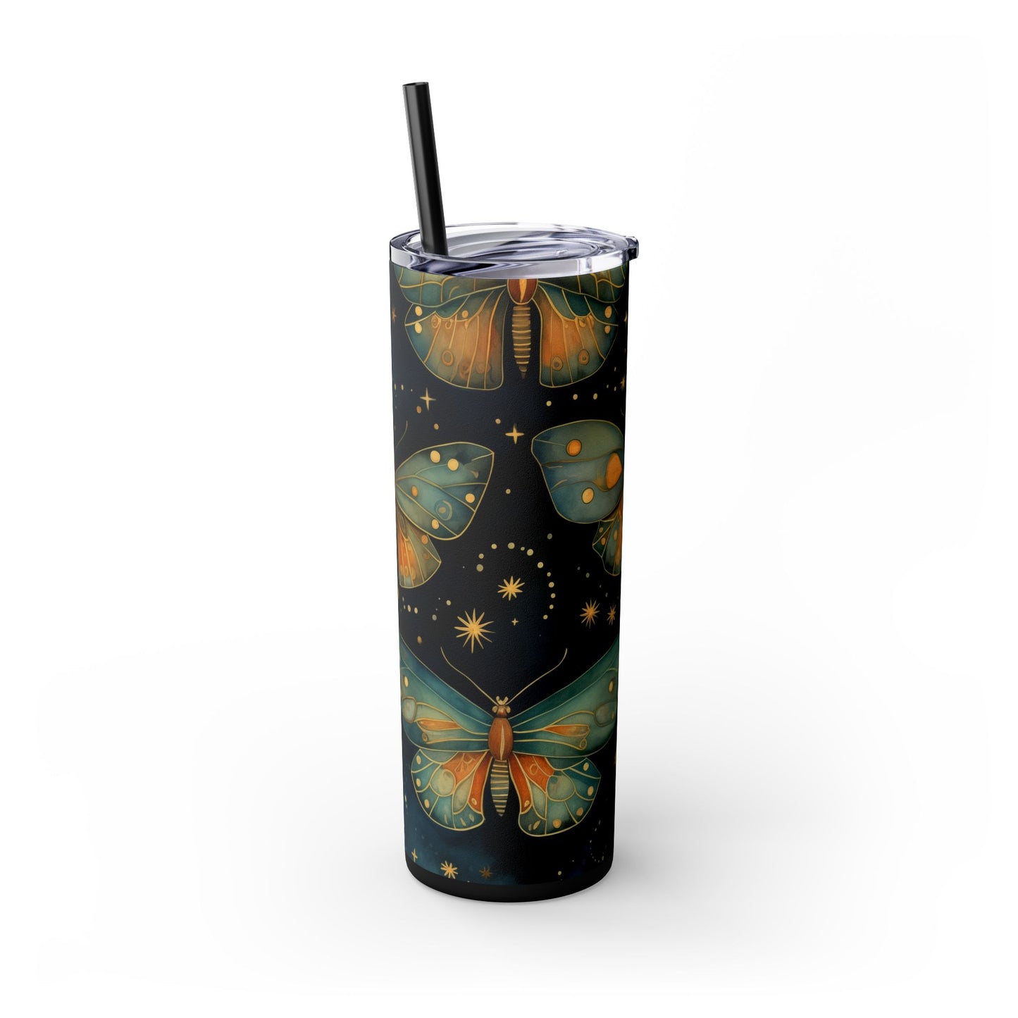 Enchanted Butterfly Tumbler, 20oz Skinny Tumbler with Straw, Floral Drinkware, Eco-Friendly Travel Mug, Perfect Gift for Nature Lovers,