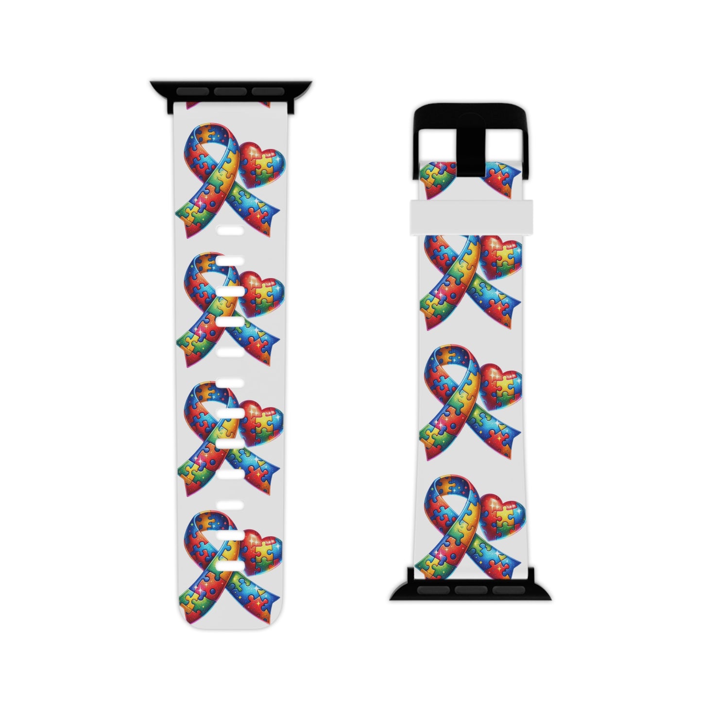 Colorful Puzzle Heart Apple Watch Band - Autism Awareness Design - Nefty Creations