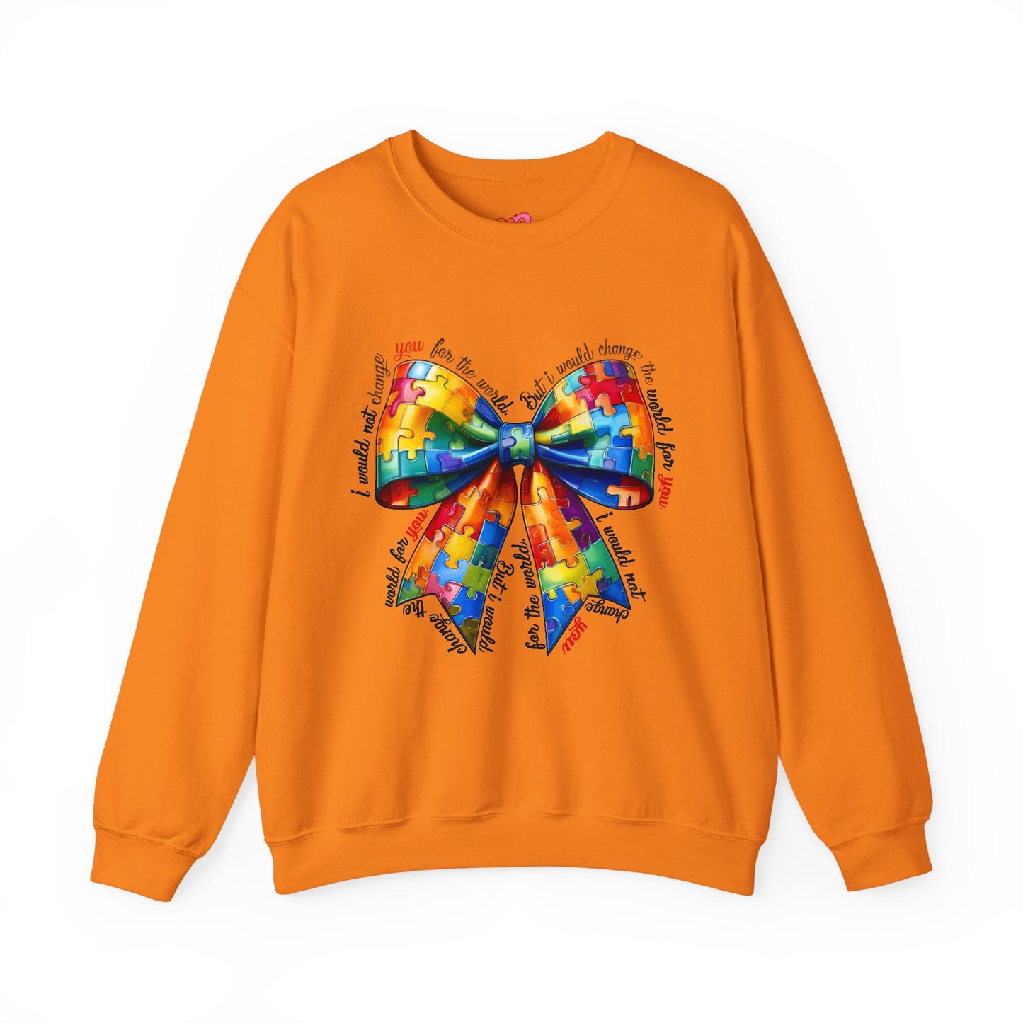 Colorful Puzzle Bow Sweatshirt - Autism Awareness Unisex Sweatshirt - Nefty Creations