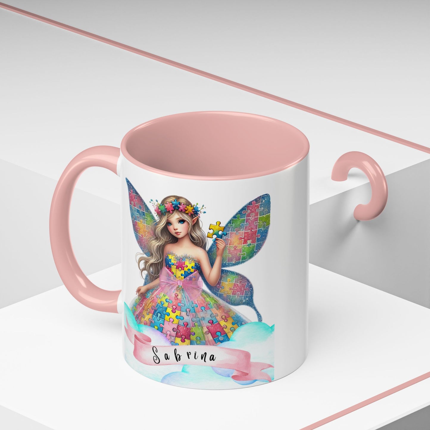 Colorful Fairy Personalized Coffee Mug, Girl autism, Unique Gift for Girls on the spectrum, Custom Name Drinkware,