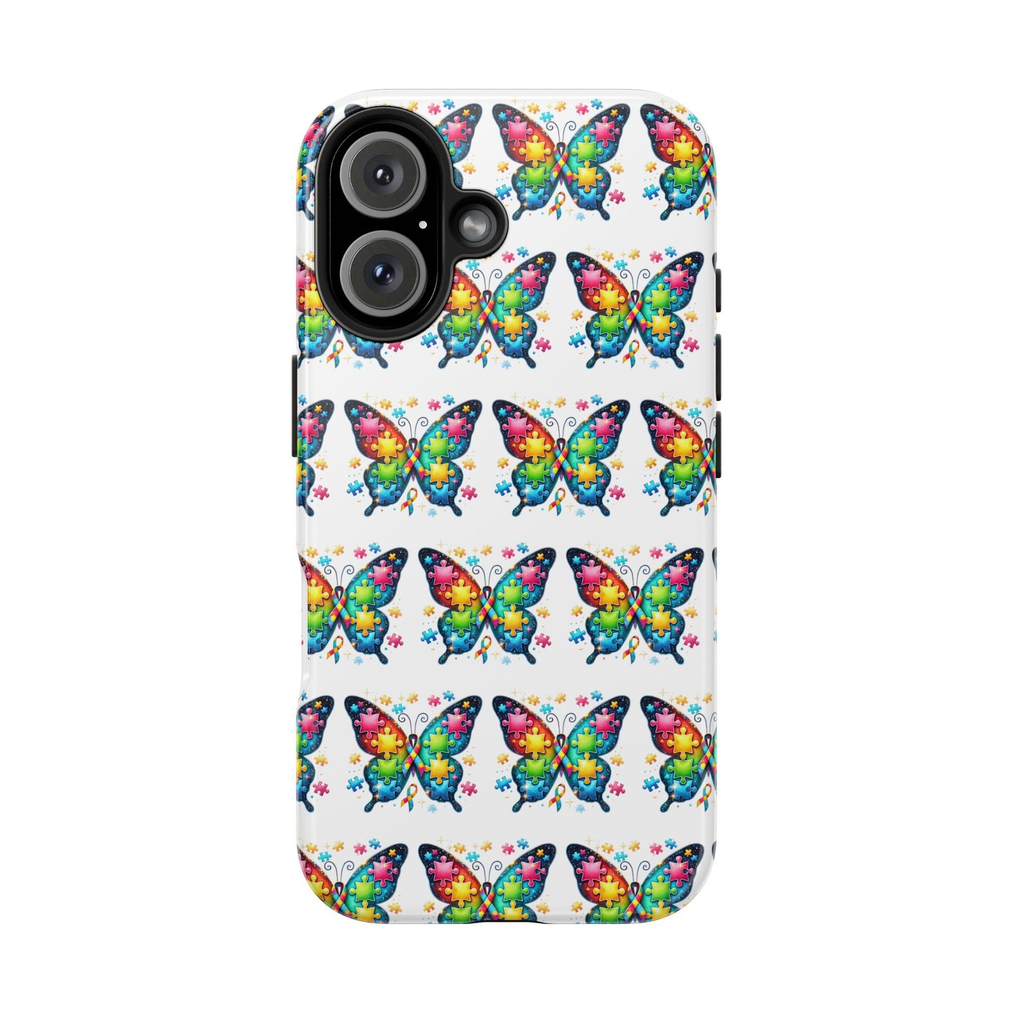 Colorful Butterfly Tough Phone Case - Durable Protection for Optimistic Souls- Autism Awareness