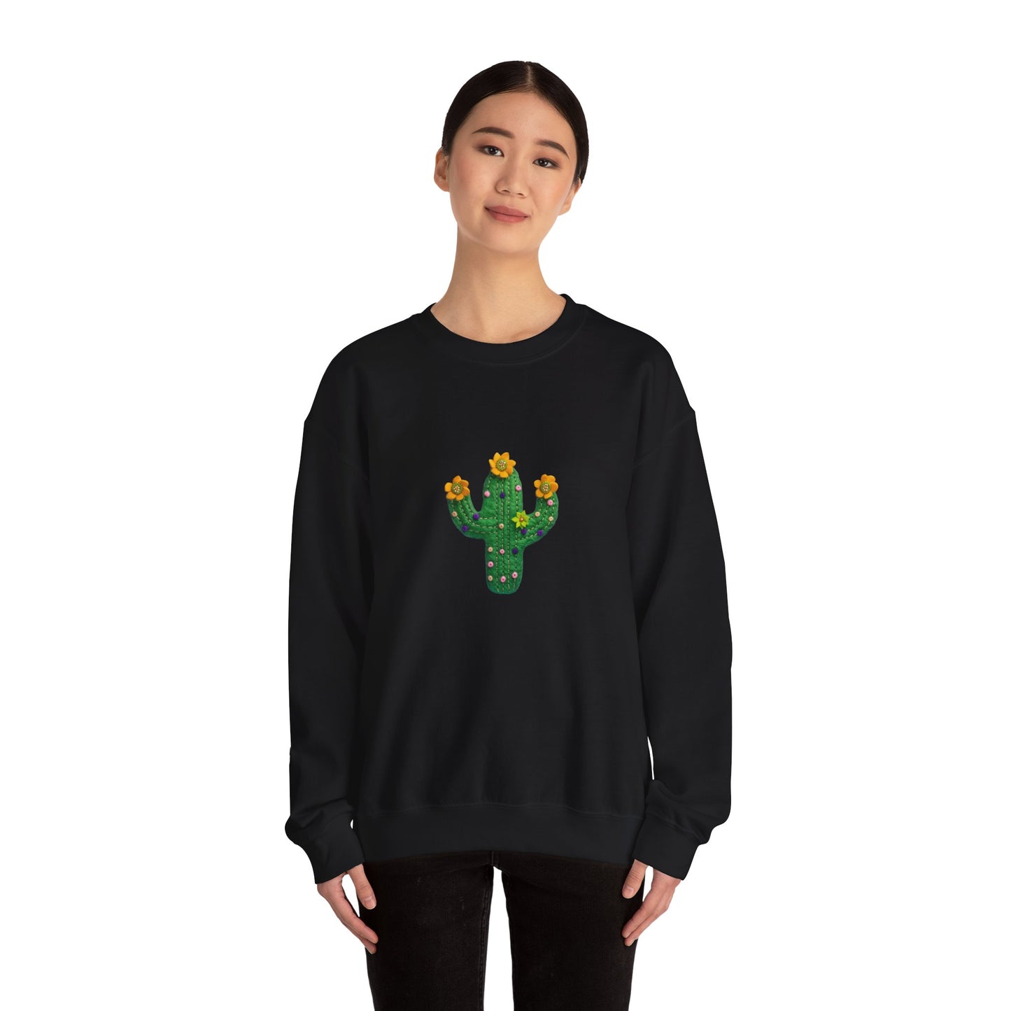 Cactus Vibes Unisex Crewneck Sweatshirt - Bright Orange Cozy Wear - Nefty Creations