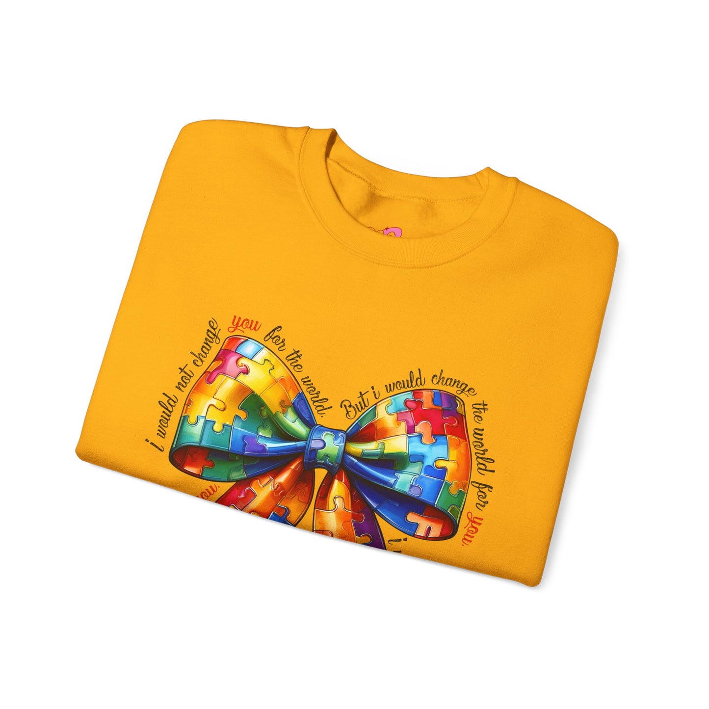 Colorful Puzzle Bow Sweatshirt - Autism Awareness Unisex Sweatshirt - Nefty Creations