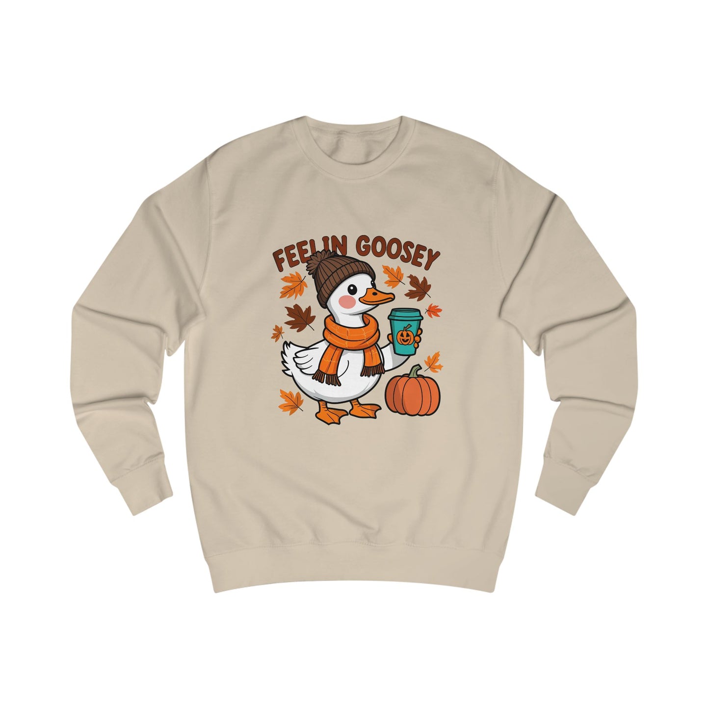 Fall Goose Coffee Sweater, Funny unisex sweater, autumn sweater, pumpkin sweater