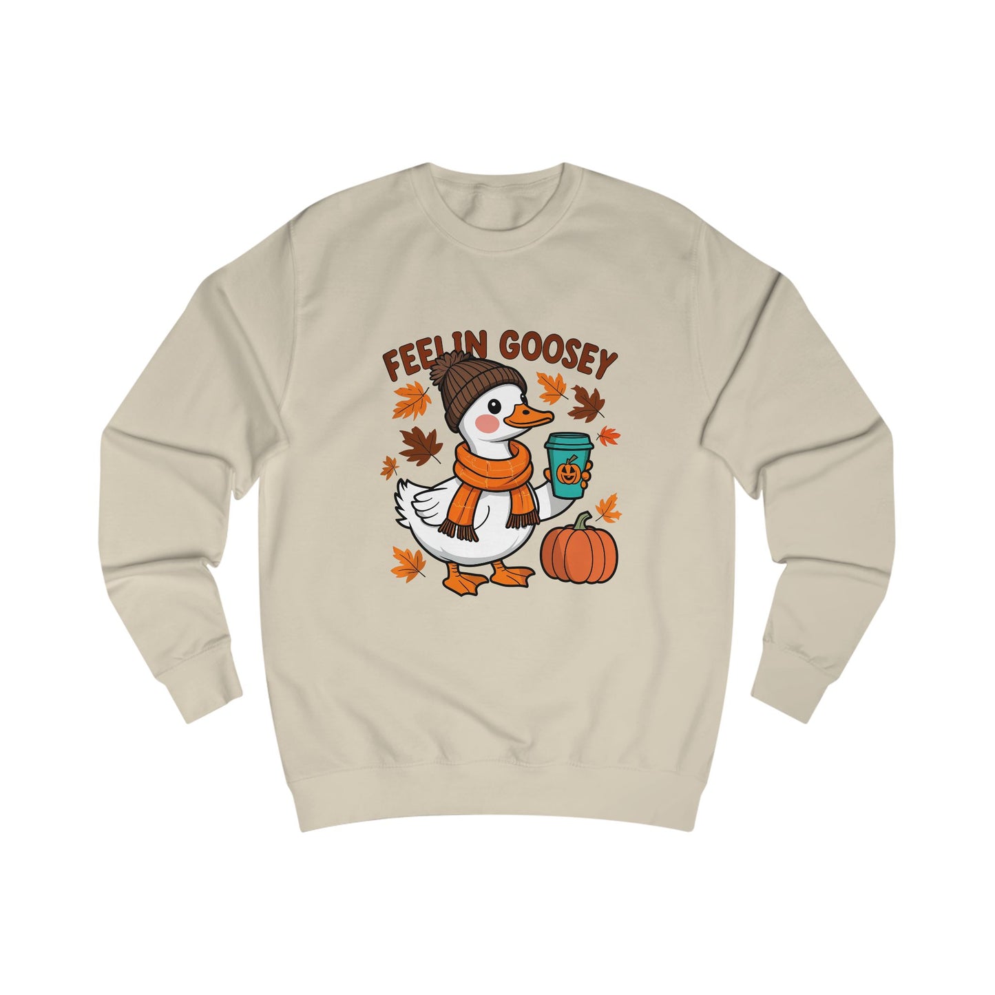 Fall Goose Coffee Sweater, Funny unisex sweater, autumn sweater, pumpkin sweater