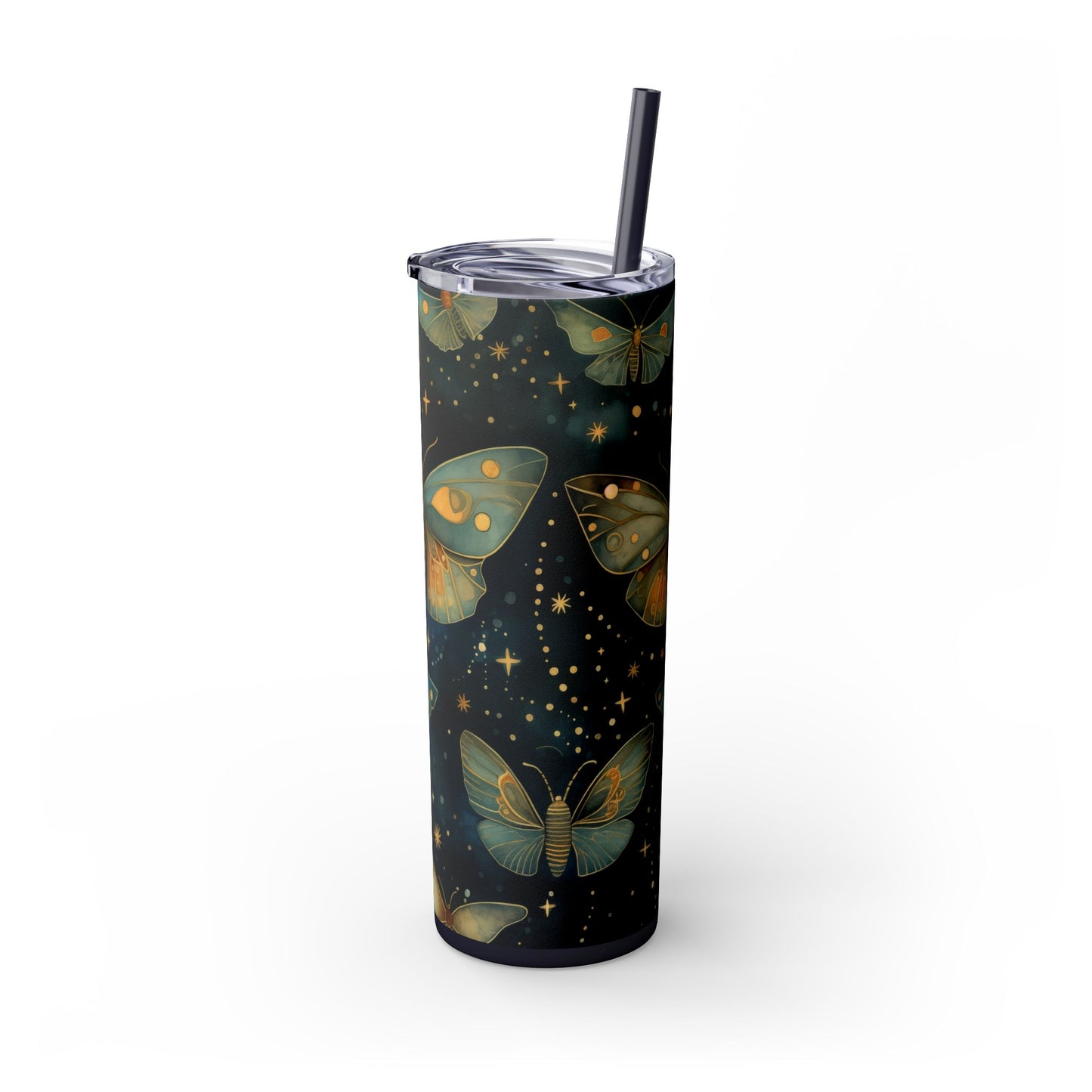 Enchanted Butterfly Tumbler, 20oz Skinny Tumbler with Straw, Floral Drinkware, Eco-Friendly Travel Mug, Perfect Gift for Nature Lovers,