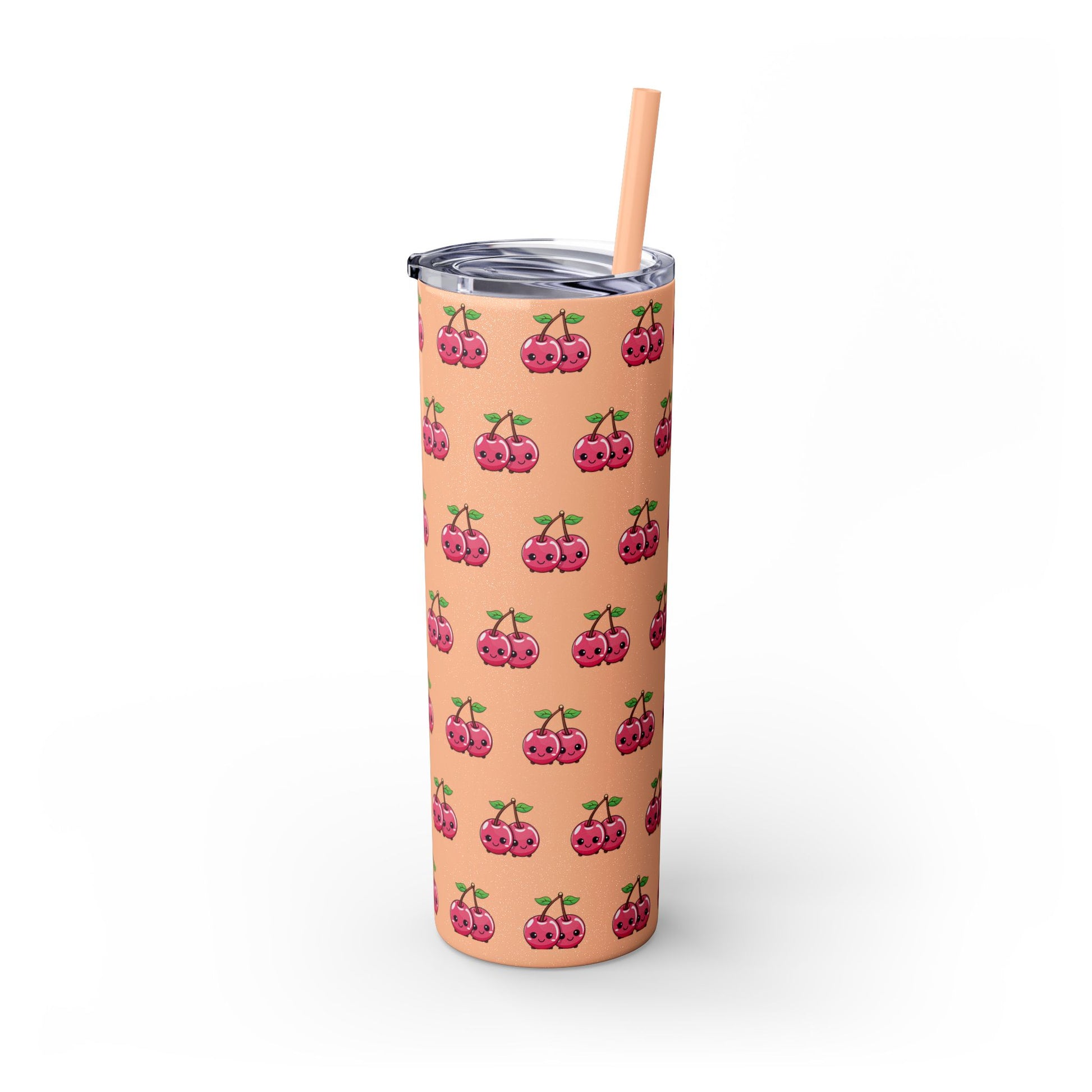 Kawaii Cherry Skinny Tumbler with Straw, 20oz| Nefty Creations - Nefty Creations