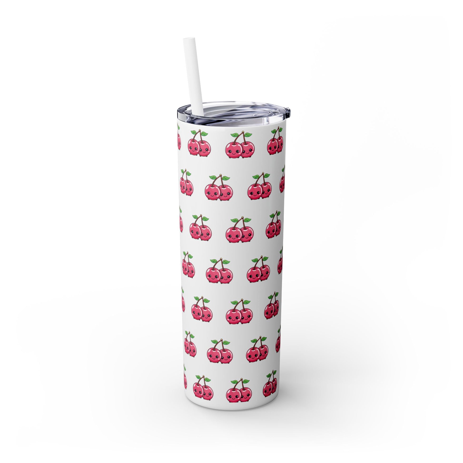 Kawaii Cherry Skinny Tumbler with Straw, 20oz| Nefty Creations - Nefty Creations