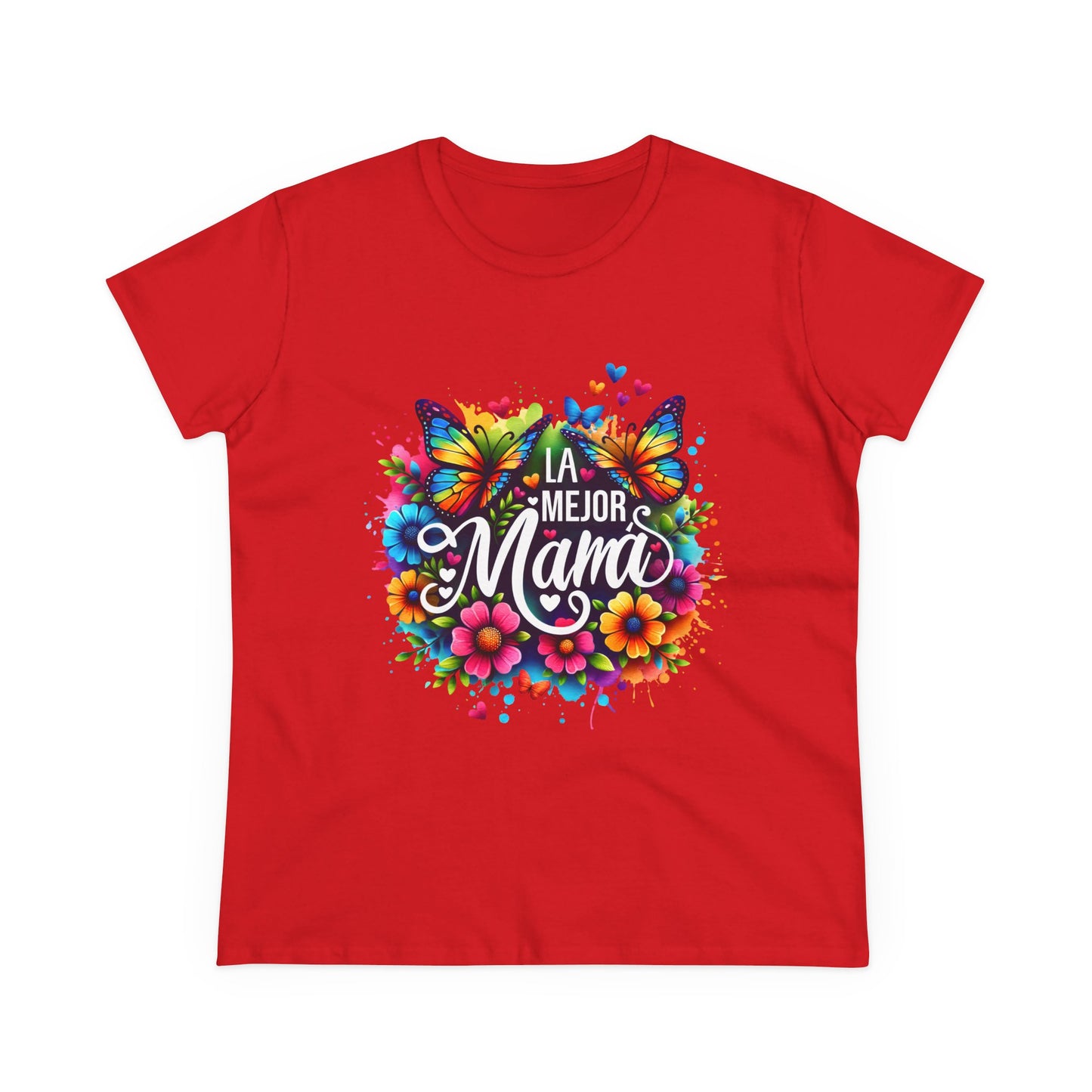 Colorful Butterfly Mom Tee - La Mejor Mama T-Shirt