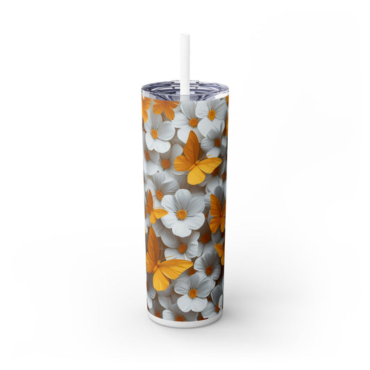 Yellow Butterfly Skinny Tumbler 20oz| Nefty Creations