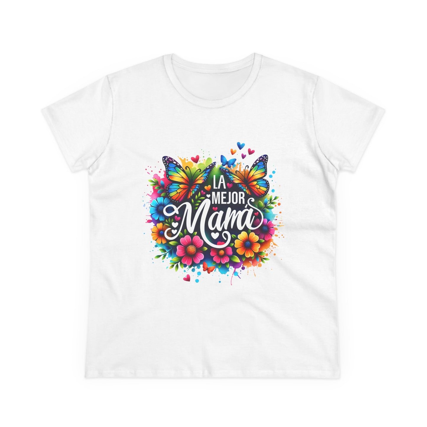 Colorful Butterfly Mom Tee - La Mejor Mama T-Shirt