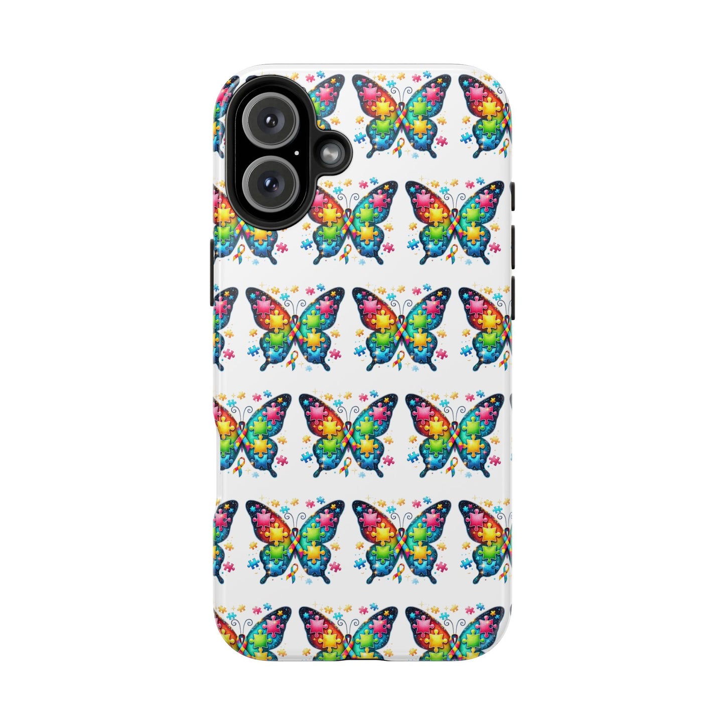 Colorful Butterfly Tough Phone Case - Durable Protection for Optimistic Souls- Autism Awareness