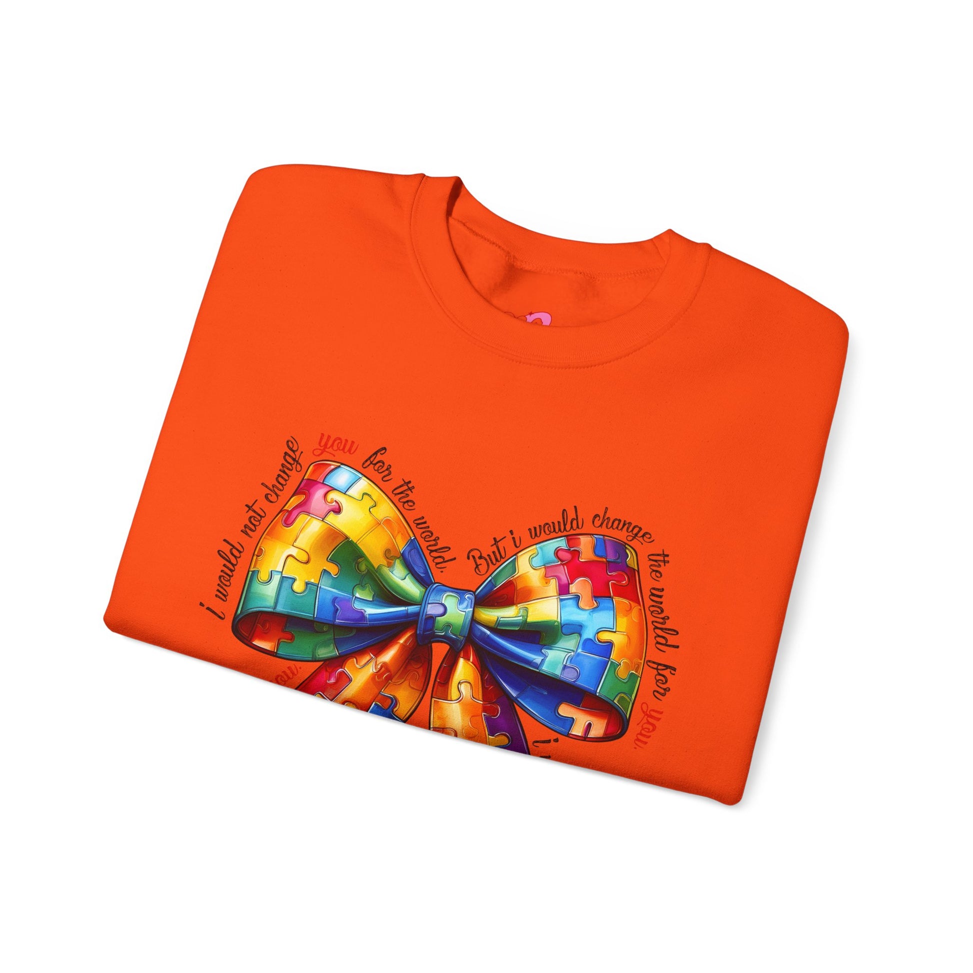 Colorful Puzzle Bow Sweatshirt - Autism Awareness Unisex Sweatshirt - Nefty Creations