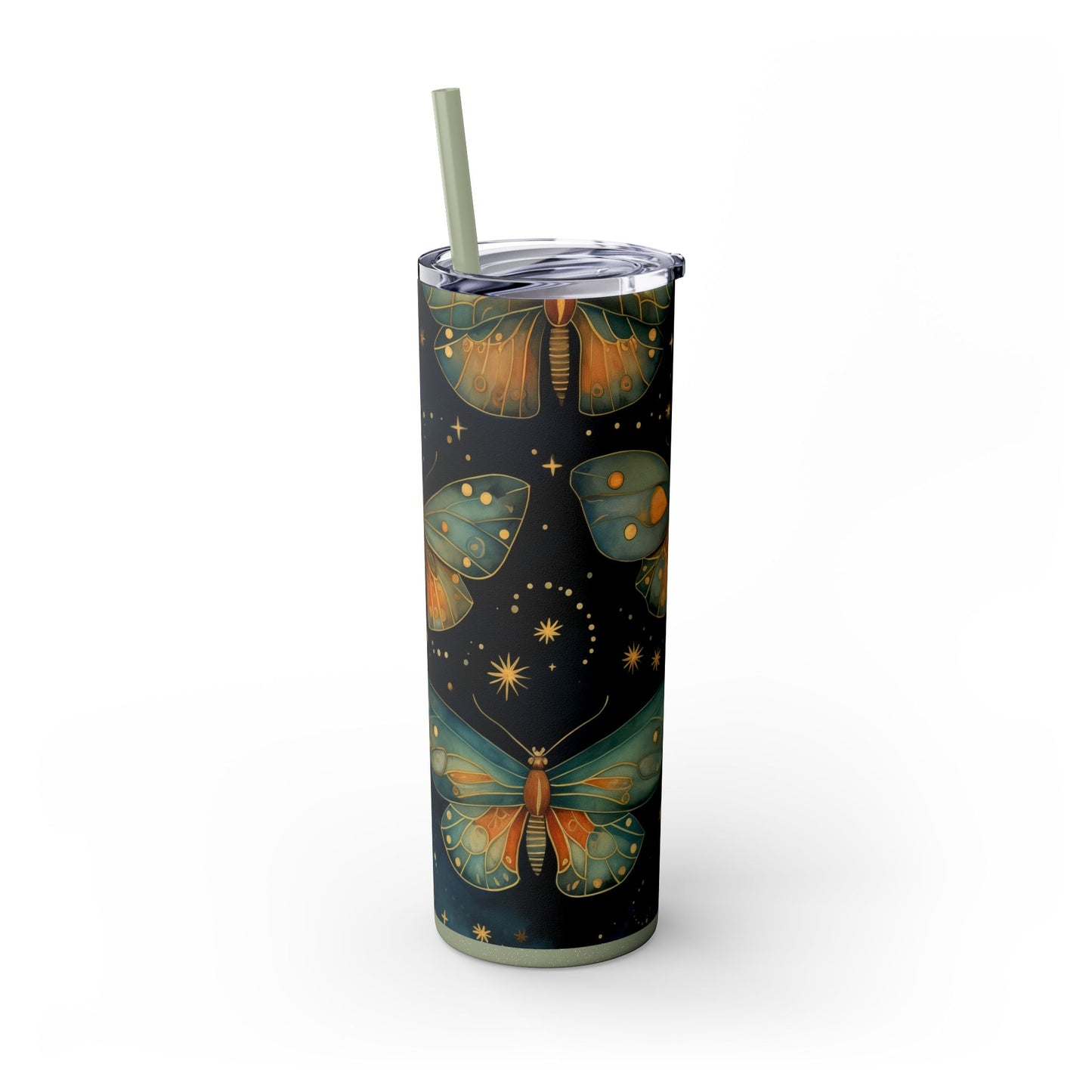 Enchanted Butterfly Tumbler, 20oz Skinny Tumbler with Straw, Floral Drinkware, Eco-Friendly Travel Mug, Perfect Gift for Nature Lovers,