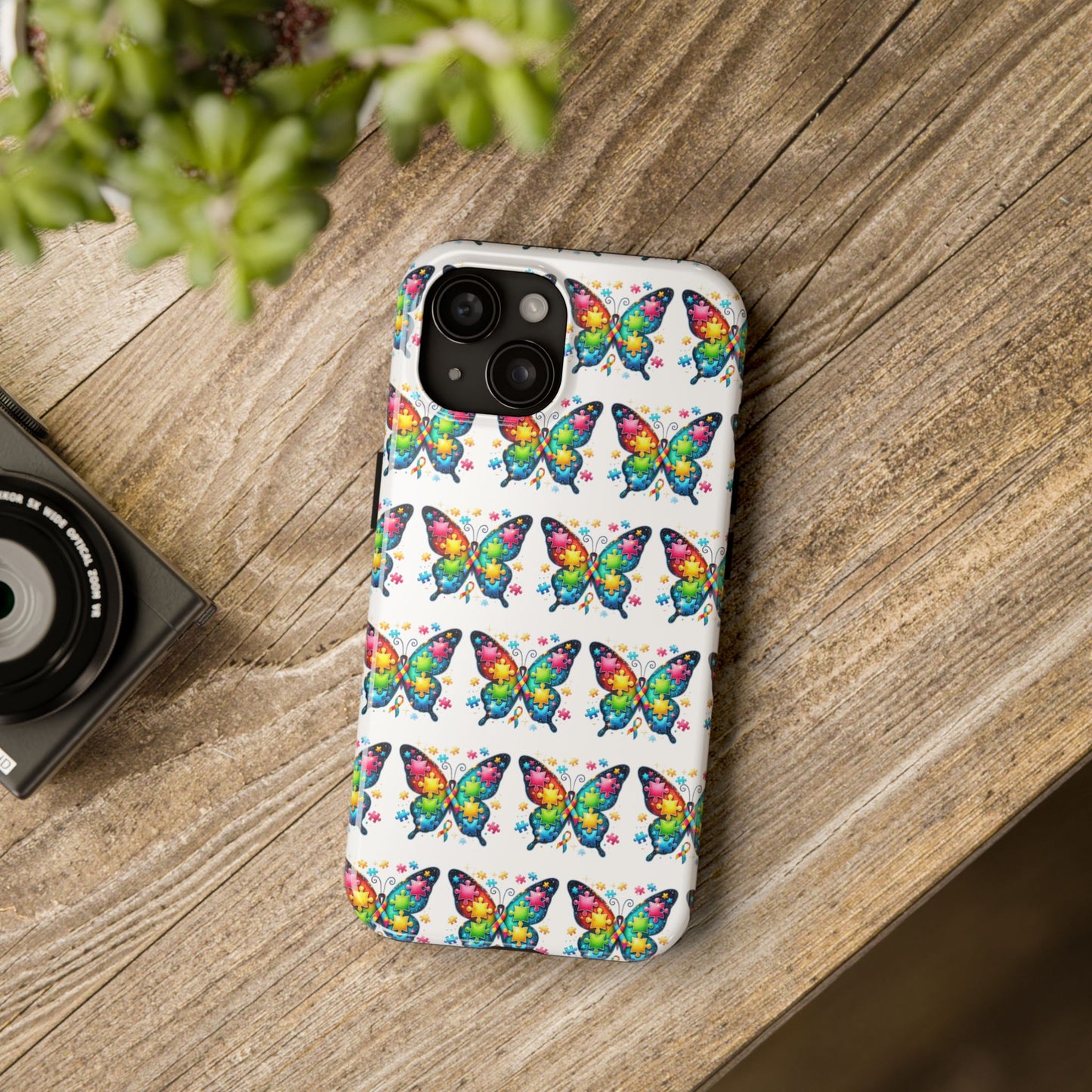 Colorful Butterfly Tough Phone Case - Durable Protection for Optimistic Souls- Autism Awareness