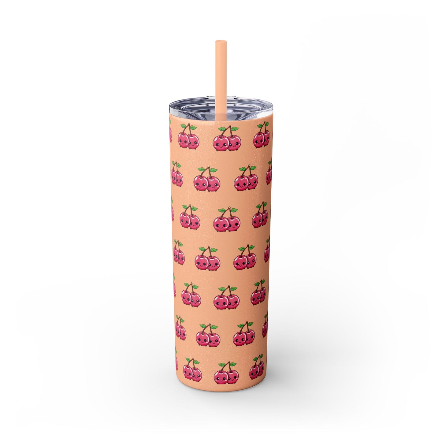 Kawaii Cherry Skinny Tumbler with Straw, 20oz| Nefty Creations - Nefty Creations