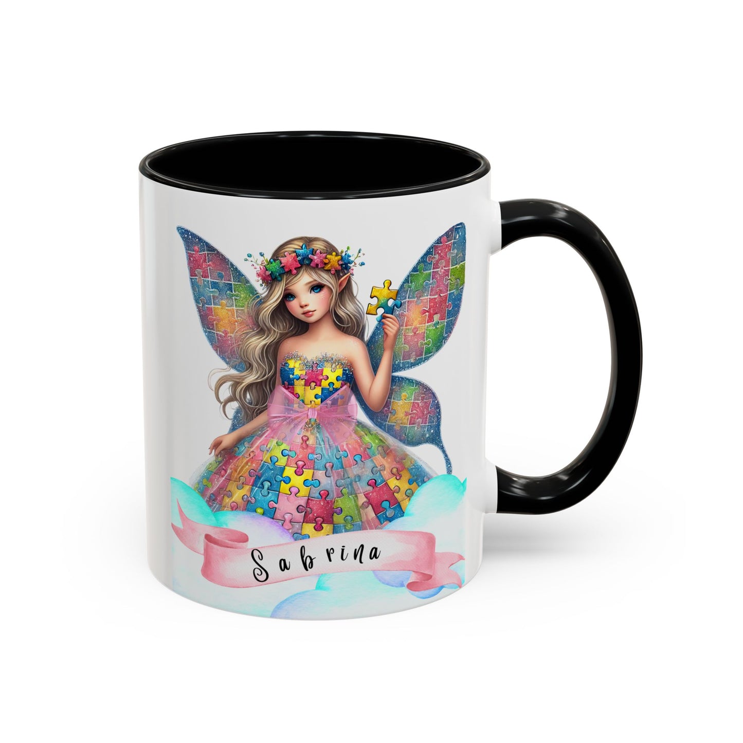Colorful Fairy Personalized Coffee Mug, Girl autism, Unique Gift for Girls on the spectrum, Custom Name Drinkware,