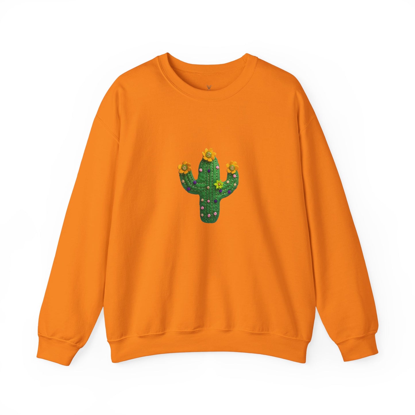 Cactus Vibes Unisex Crewneck Sweatshirt - Bright Orange Cozy Wear - Nefty Creations