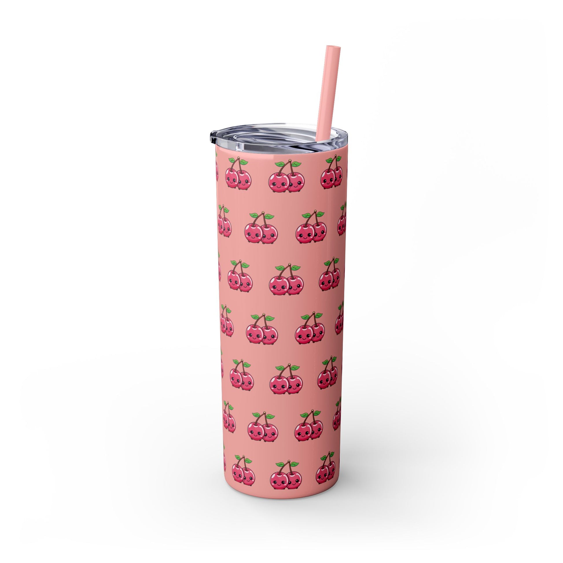 Kawaii Cherry Skinny Tumbler with Straw, 20oz| Nefty Creations - Nefty Creations