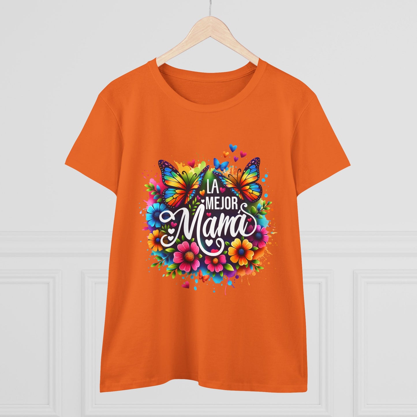 Colorful Butterfly Mom Tee - La Mejor Mama T-Shirt