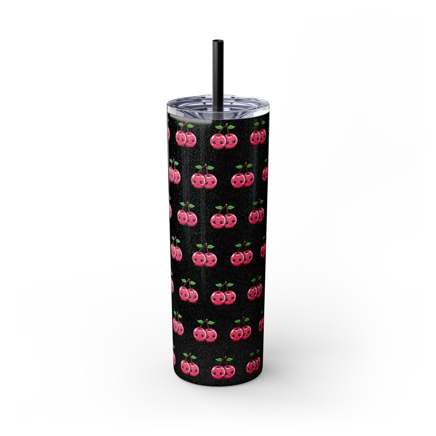 Kawaii Cherry Skinny Tumbler with Straw, 20oz| Nefty Creations - Nefty Creations