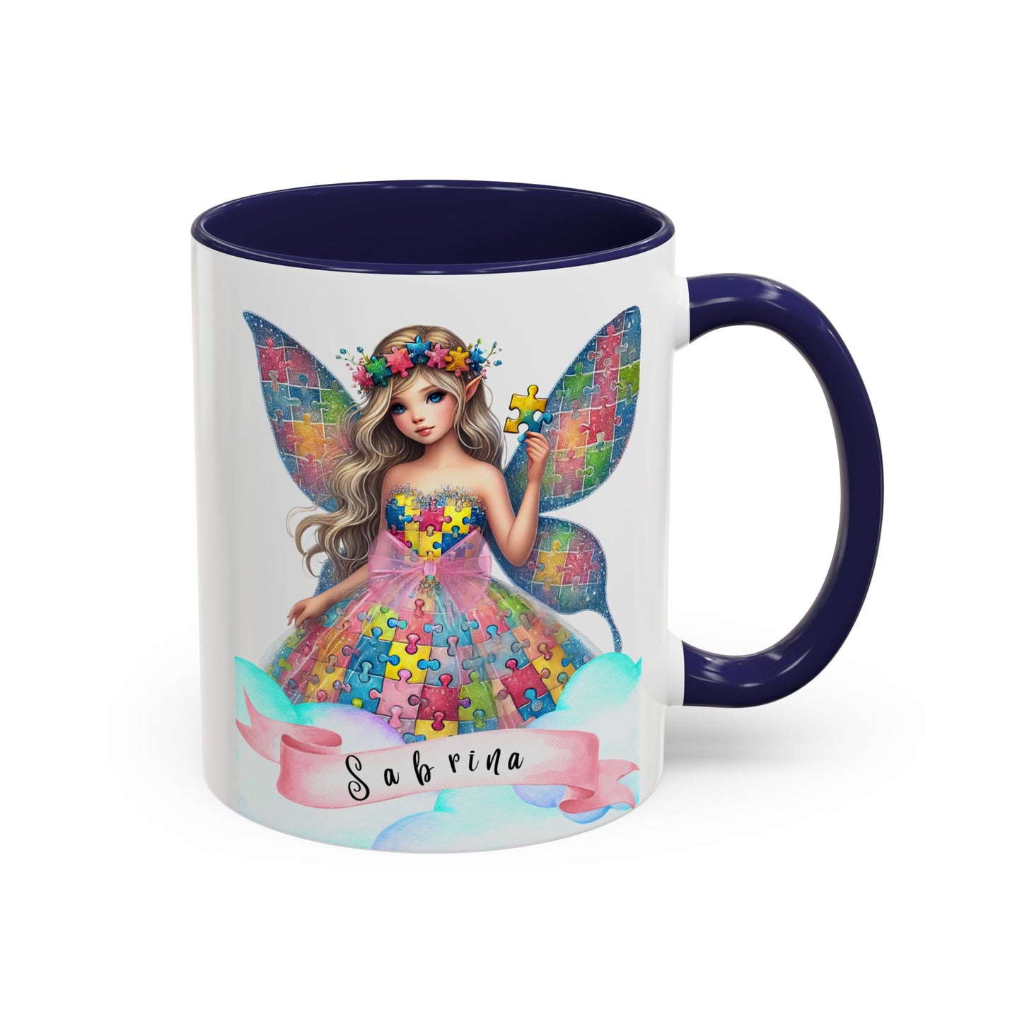 Colorful Fairy Personalized Coffee Mug, Girl autism, Unique Gift for Girls on the spectrum, Custom Name Drinkware,