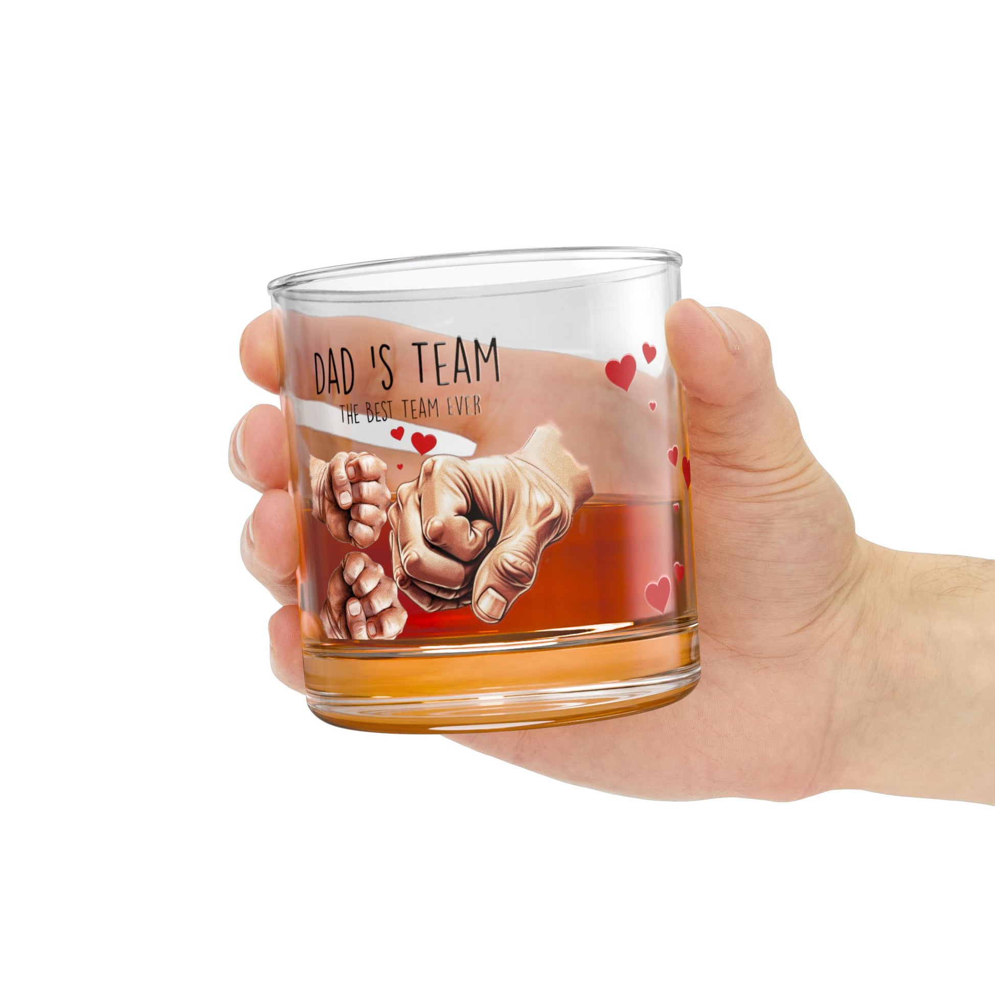 Vaso de Whisky para Padre de Dos, Personalized Dad's Team Rocks Glass, 10oz - Perfect Gift for Father's Day, Celebrations, Home Bar, Unique Drinkware - Nefty Creations