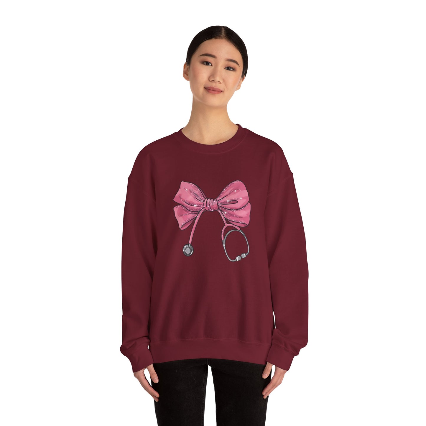 Nurse Life Crewneck Sweatshirt with Bow Design - Nefty Creations