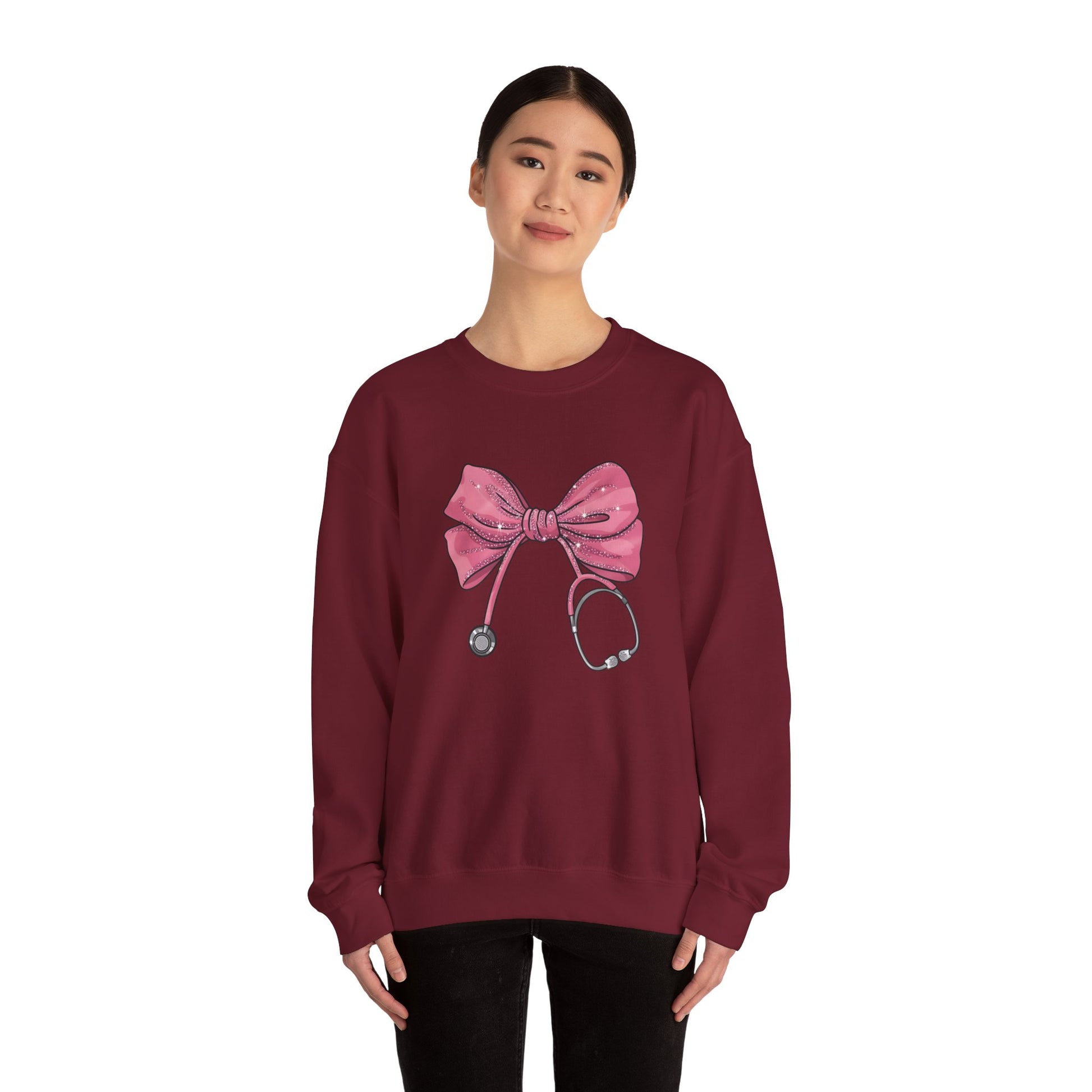 Nurse Life Crewneck Sweatshirt with Bow Design - Nefty Creations