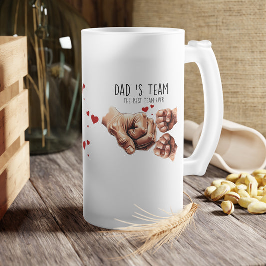 Vaso de Cerveza para Padre de Dos, Personalized Frosted Glass Beer Mug, Father's Day Gift, Custom Drinkware, Family Love Mug, Gift for Him, Unique Beer Stein - Nefty Creations