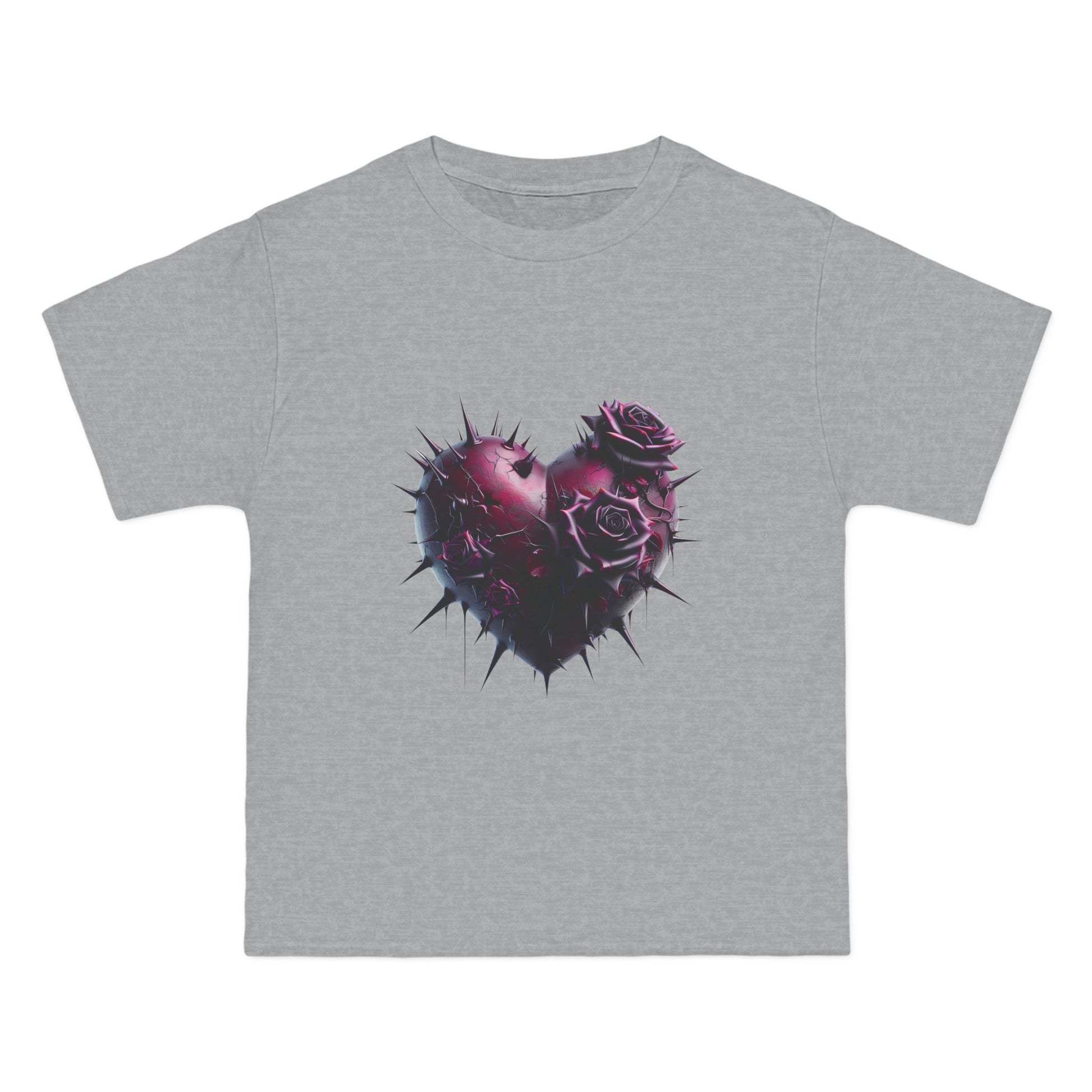 Edgy Heart Rose T-Shirt - Short Sleeve Beefy Tee for Unique Style - Nefty Creations