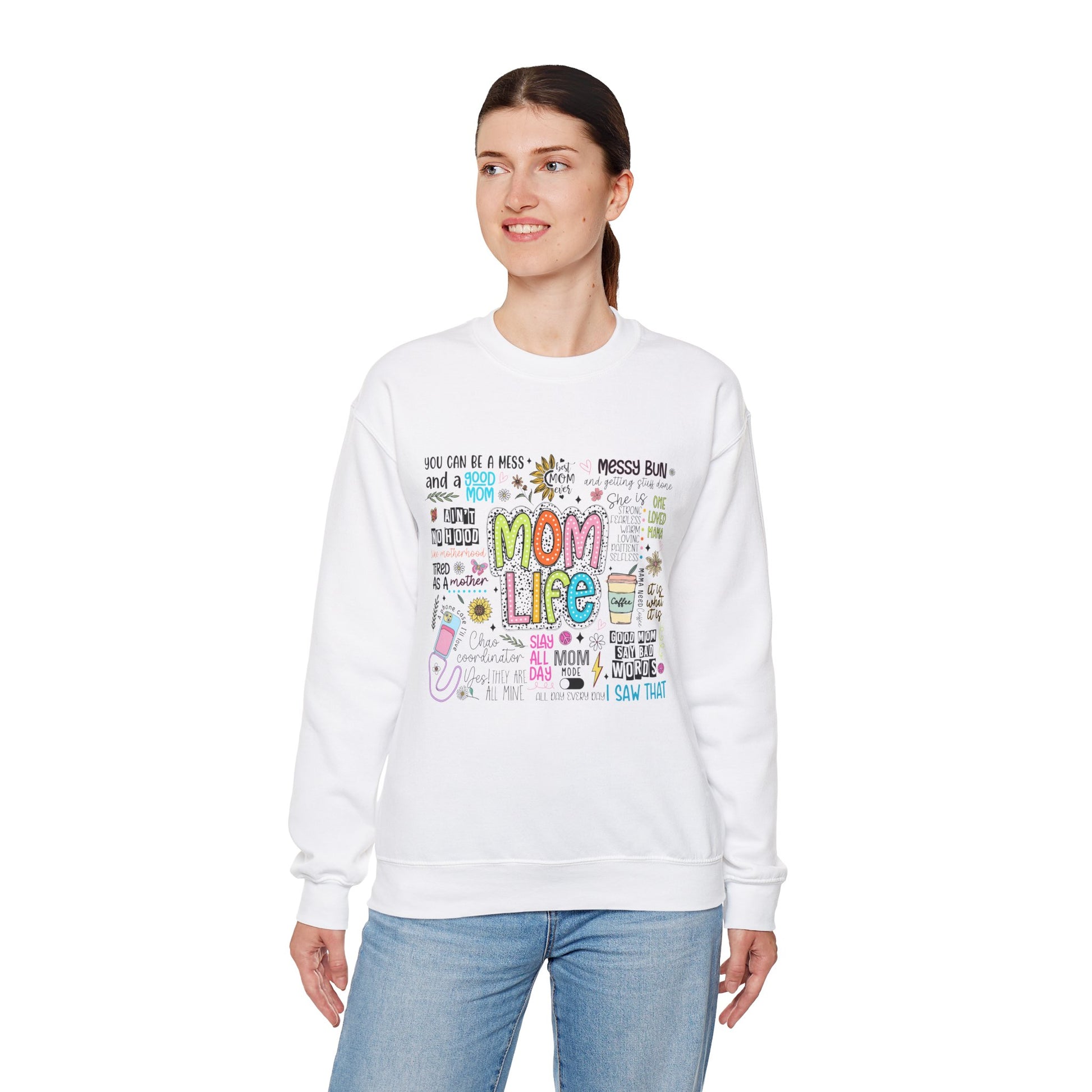 Mom Life Unisex Heavy Blend™ Crewneck Sweatshirt - Cozy Gift for Moms - Nefty Creations