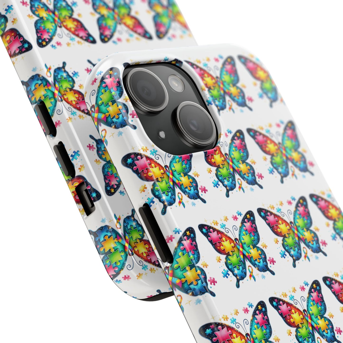 Colorful Butterfly Tough Phone Case - Durable Protection for Optimistic Souls- Autism Awareness