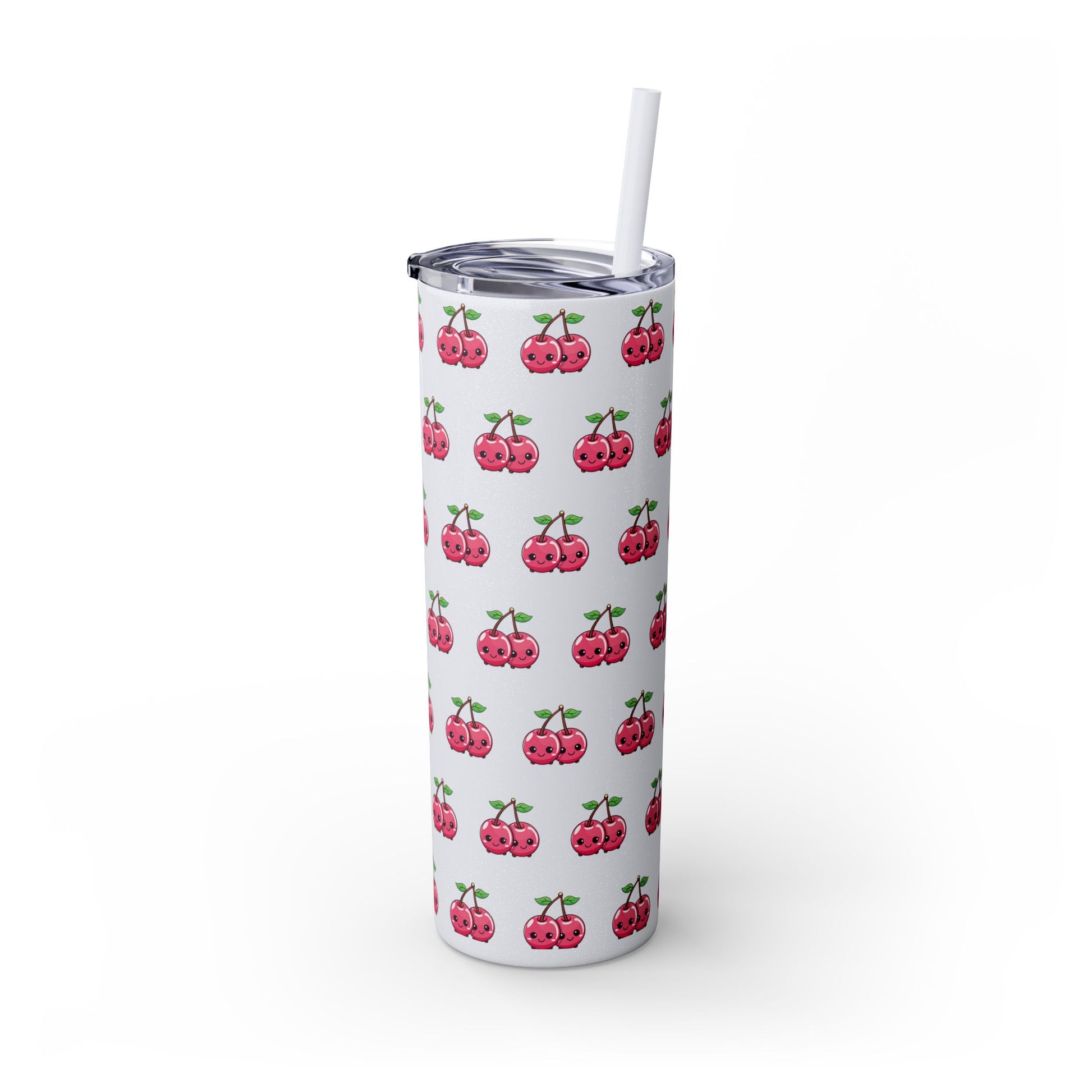 Kawaii Cherry Skinny Tumbler with Straw, 20oz| Nefty Creations - Nefty Creations