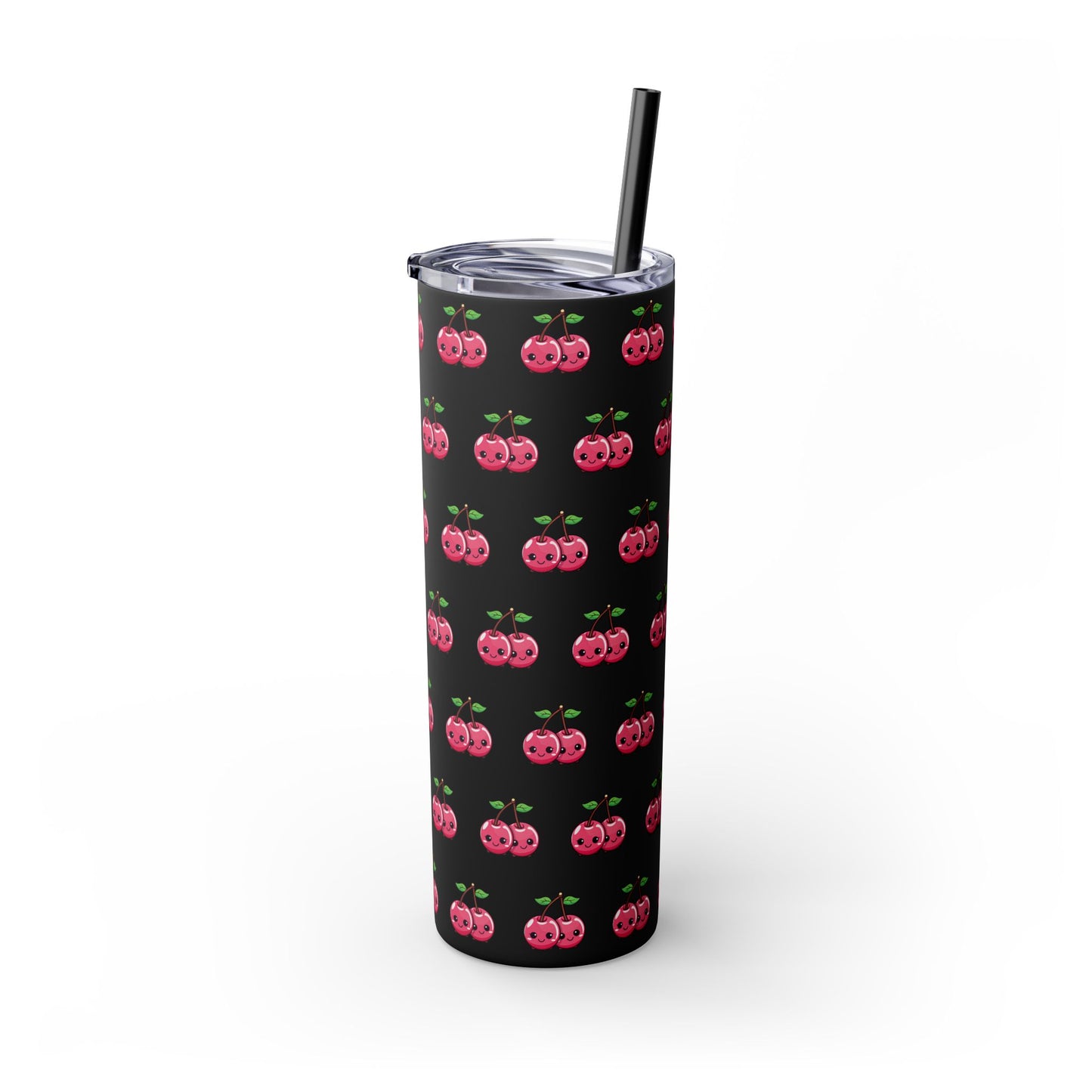Kawaii Cherry Skinny Tumbler with Straw, 20oz| Nefty Creations - Nefty Creations